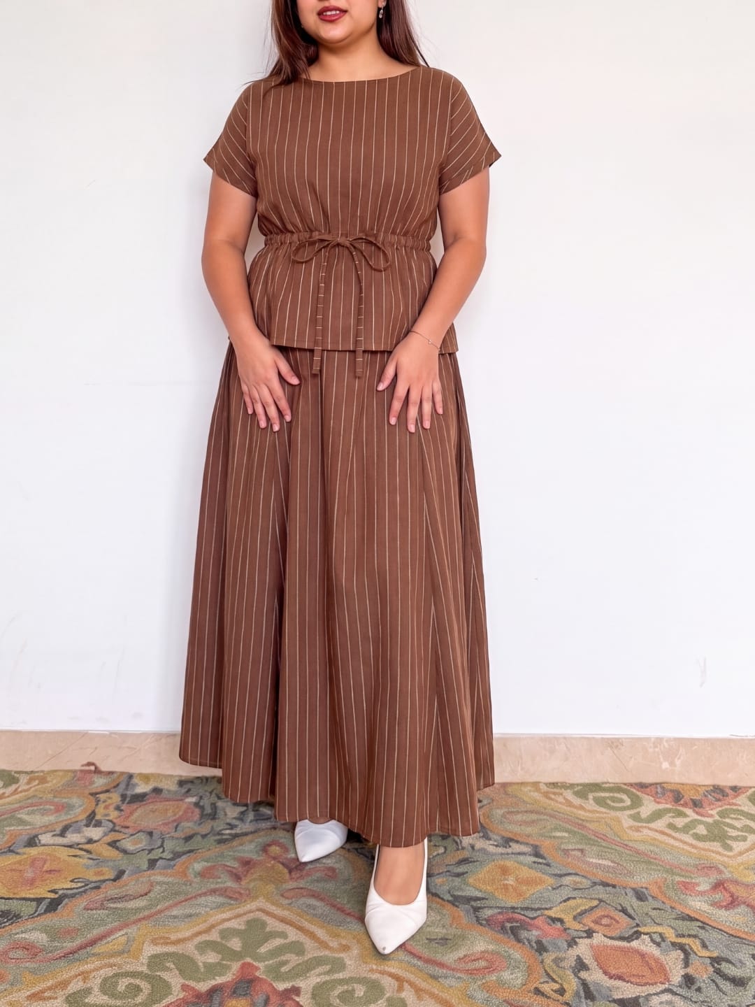 Umber Brown Pinstripe Co-ord Set