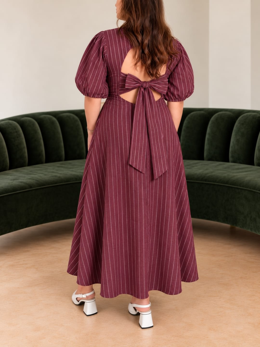 Pinstripe V-Neck Maribel Dress