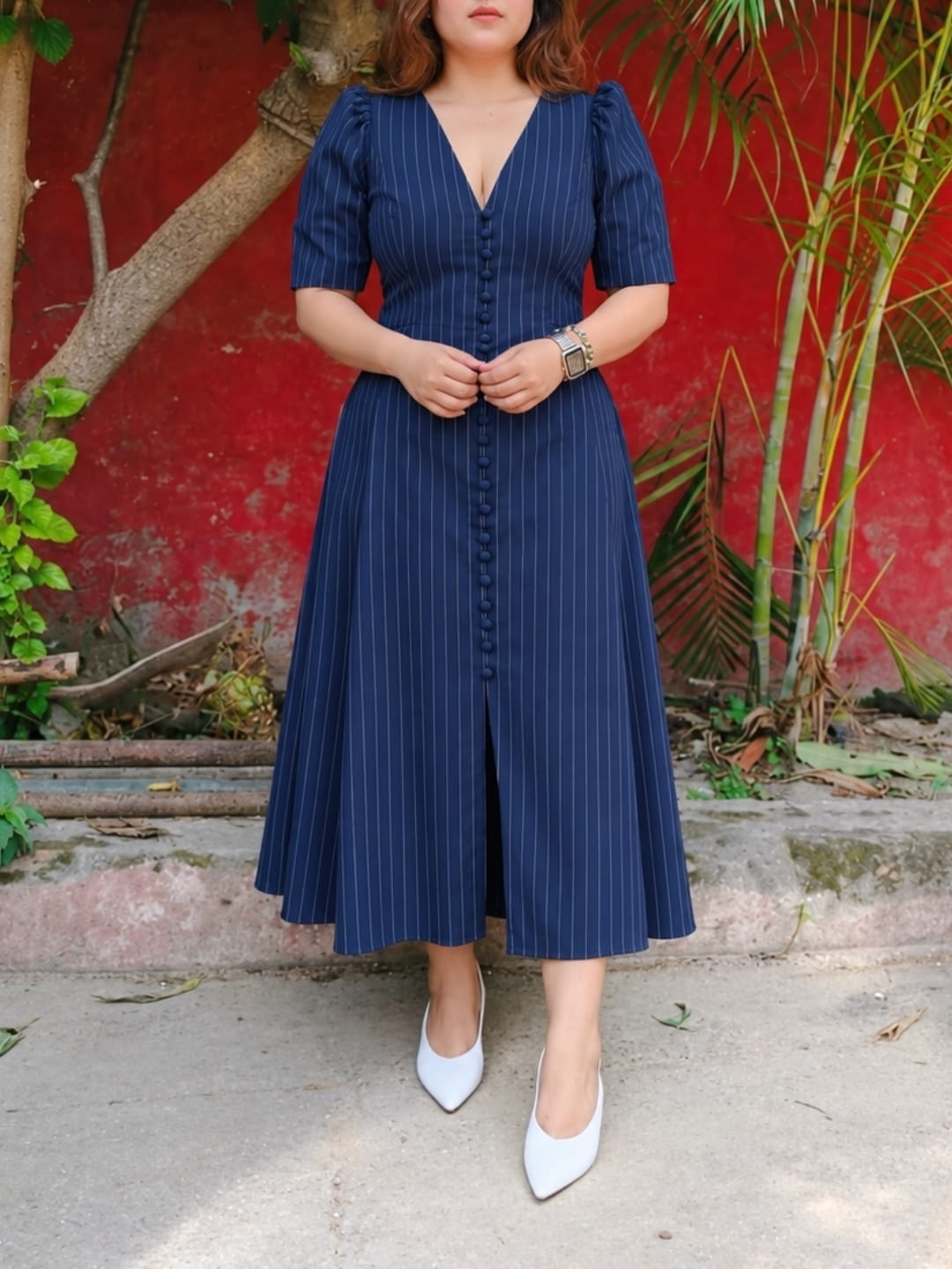 Pinstripe Megan Dress