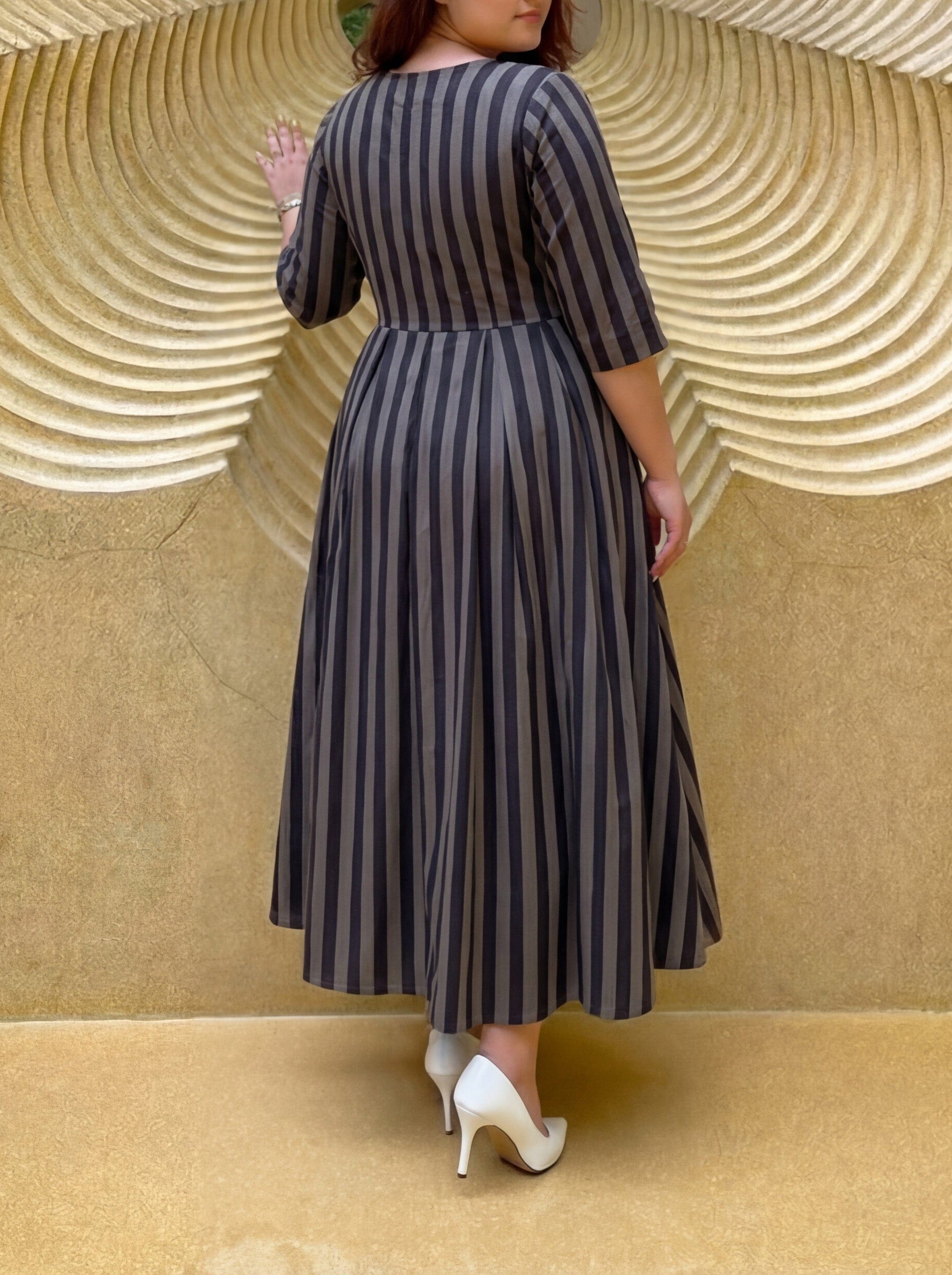 Grey Striped Kiyana Dress