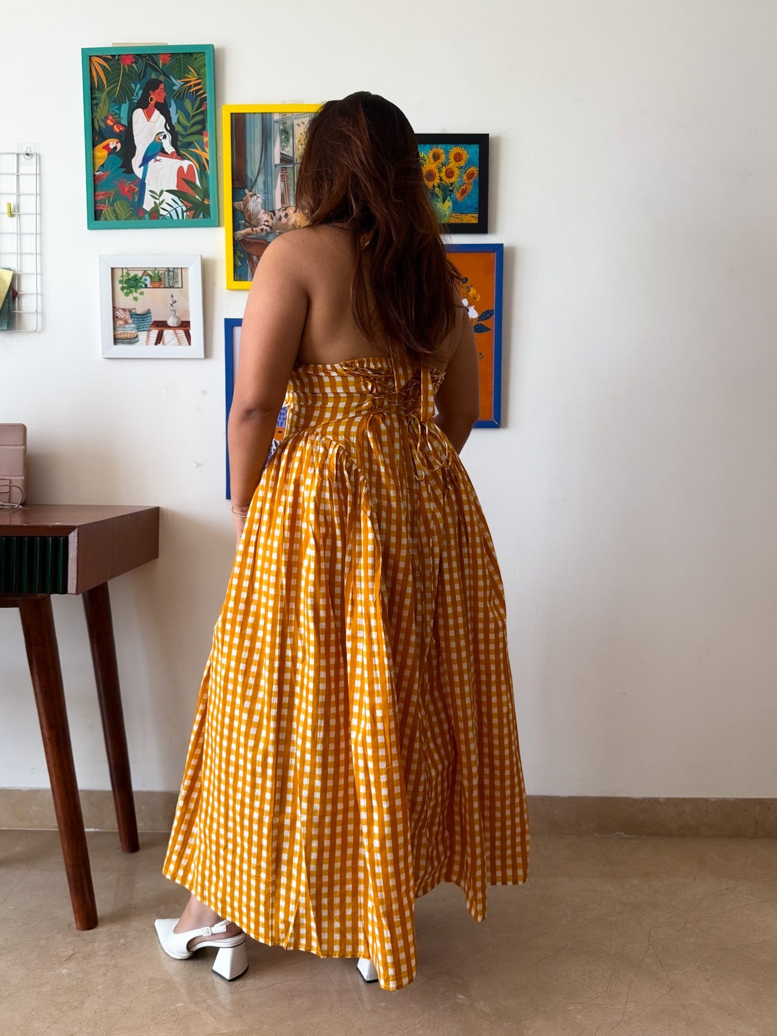 Yellow Ghingam Plaidy Dress