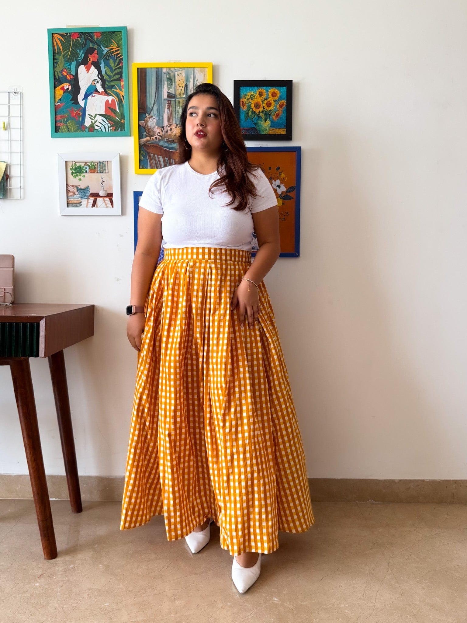 Yellow Gingham Elena Skirt