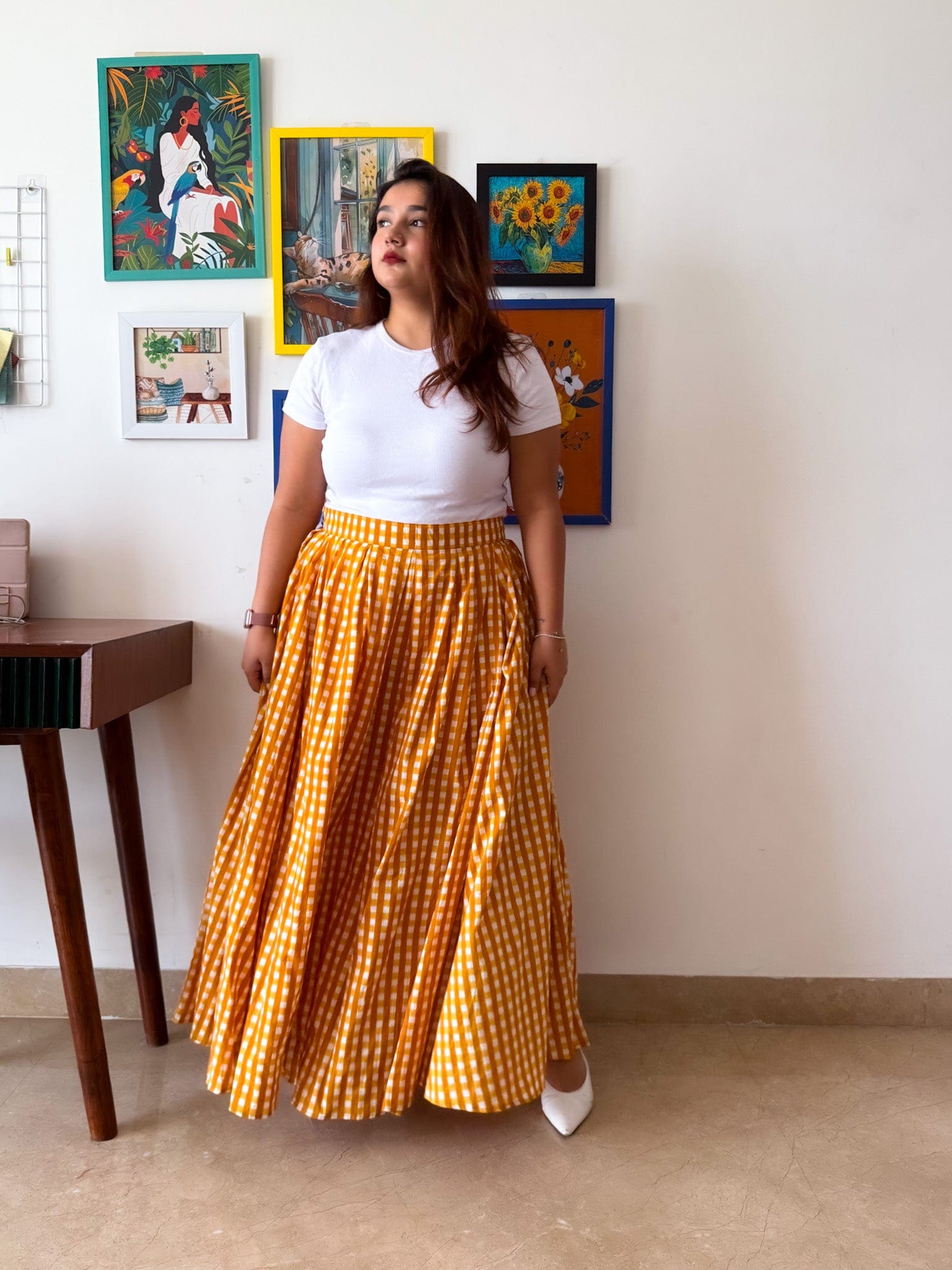 Yellow Gingham Elena Skirt