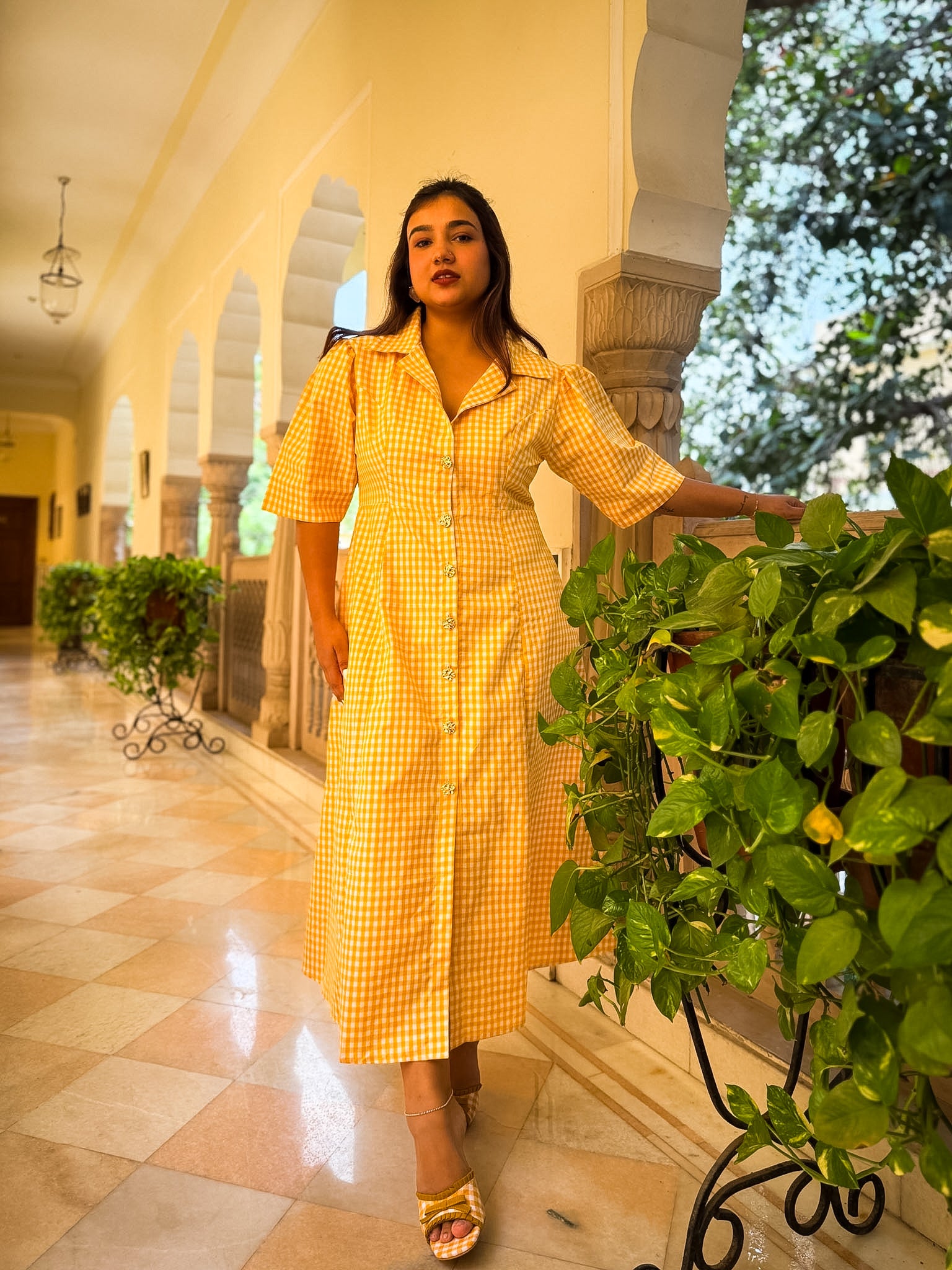 Yellow Gingham Taffy Dress