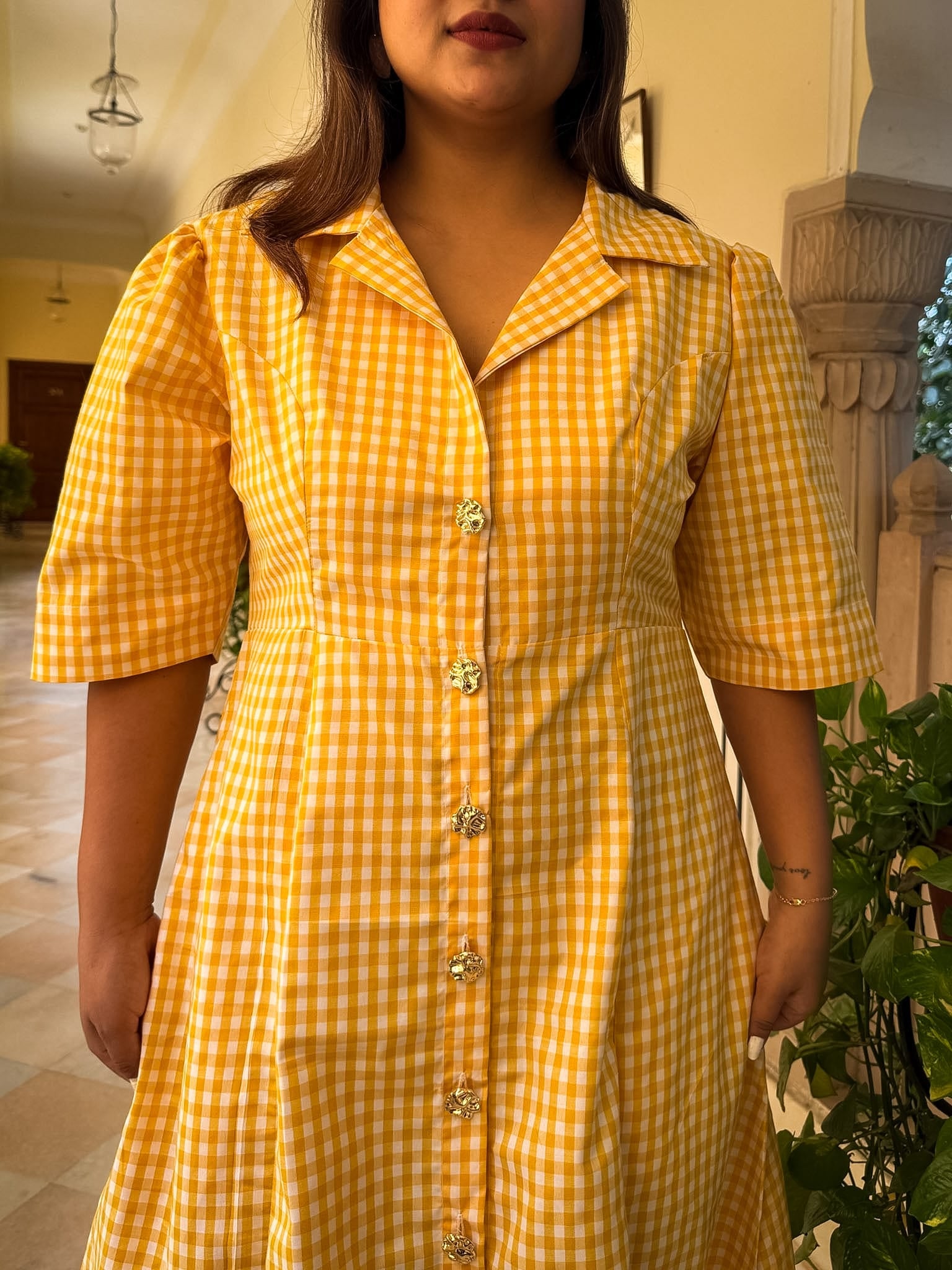 Yellow Gingham Taffy Dress