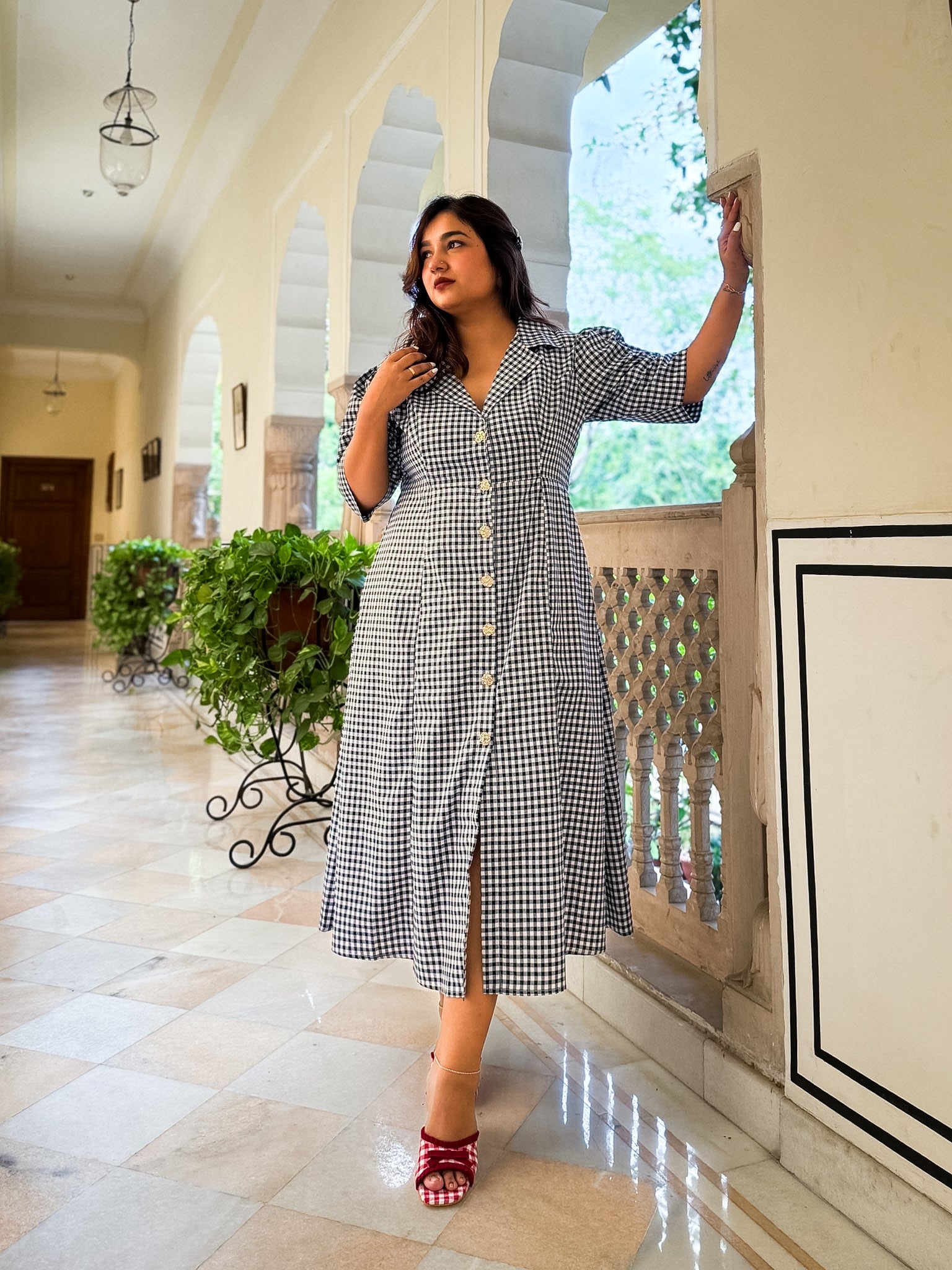 Black Gingham Taffy Dress
