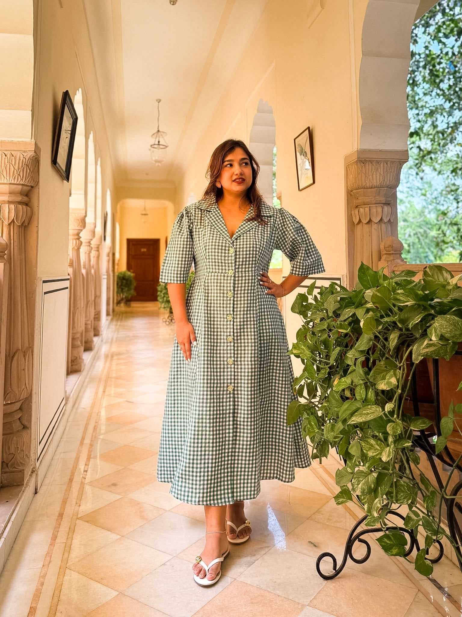 Green Gingham Taffy Dress