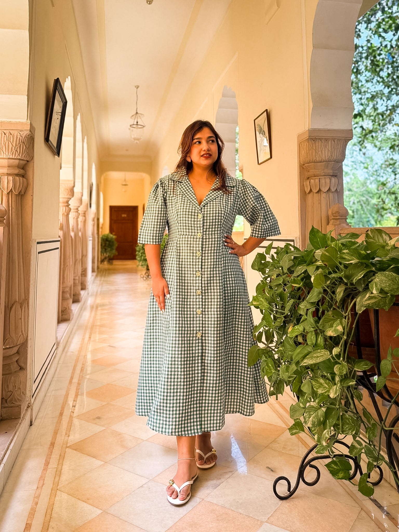 Green Gingham Taffy Dress