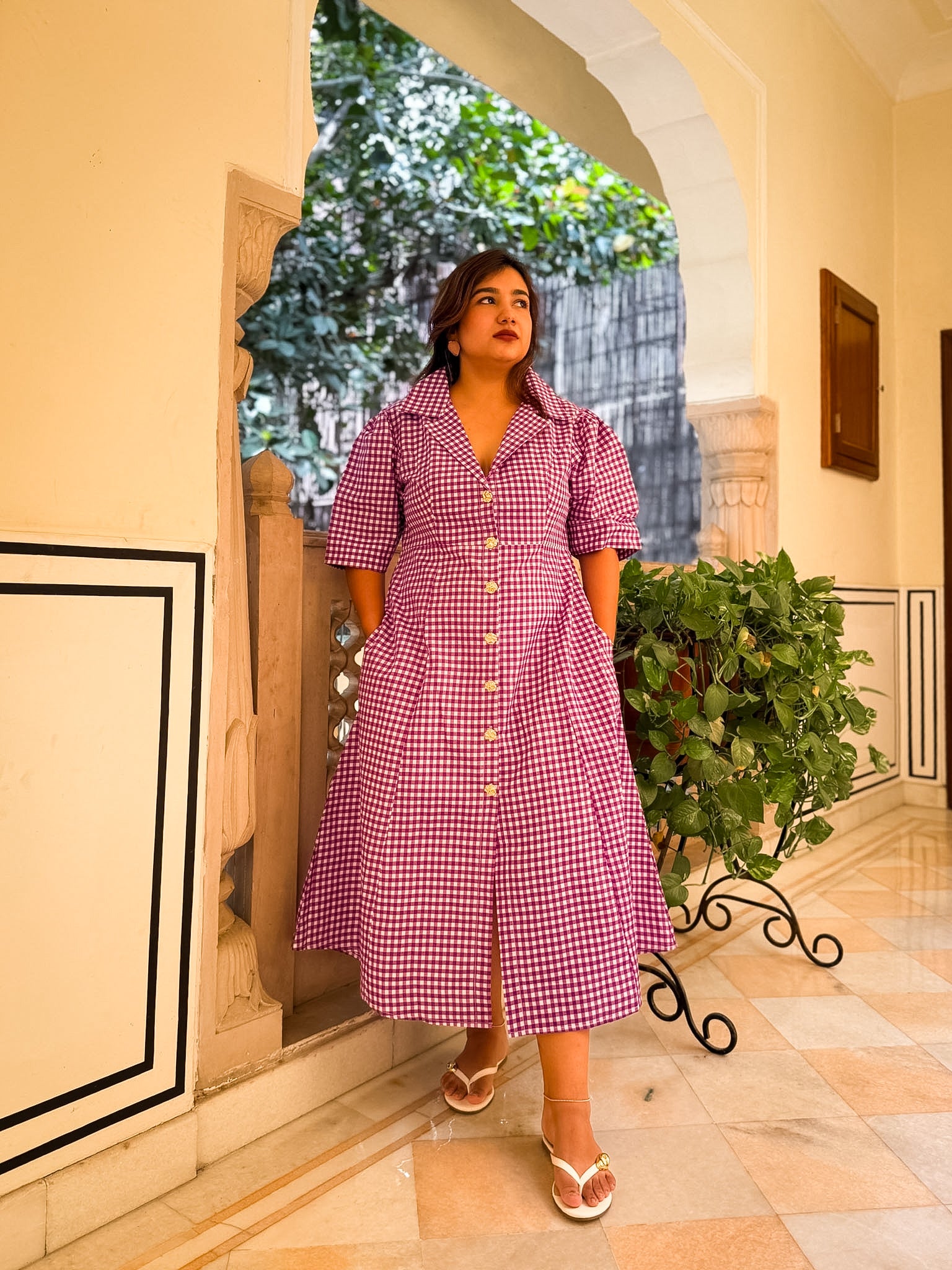Purple Gingham Taffy Dress