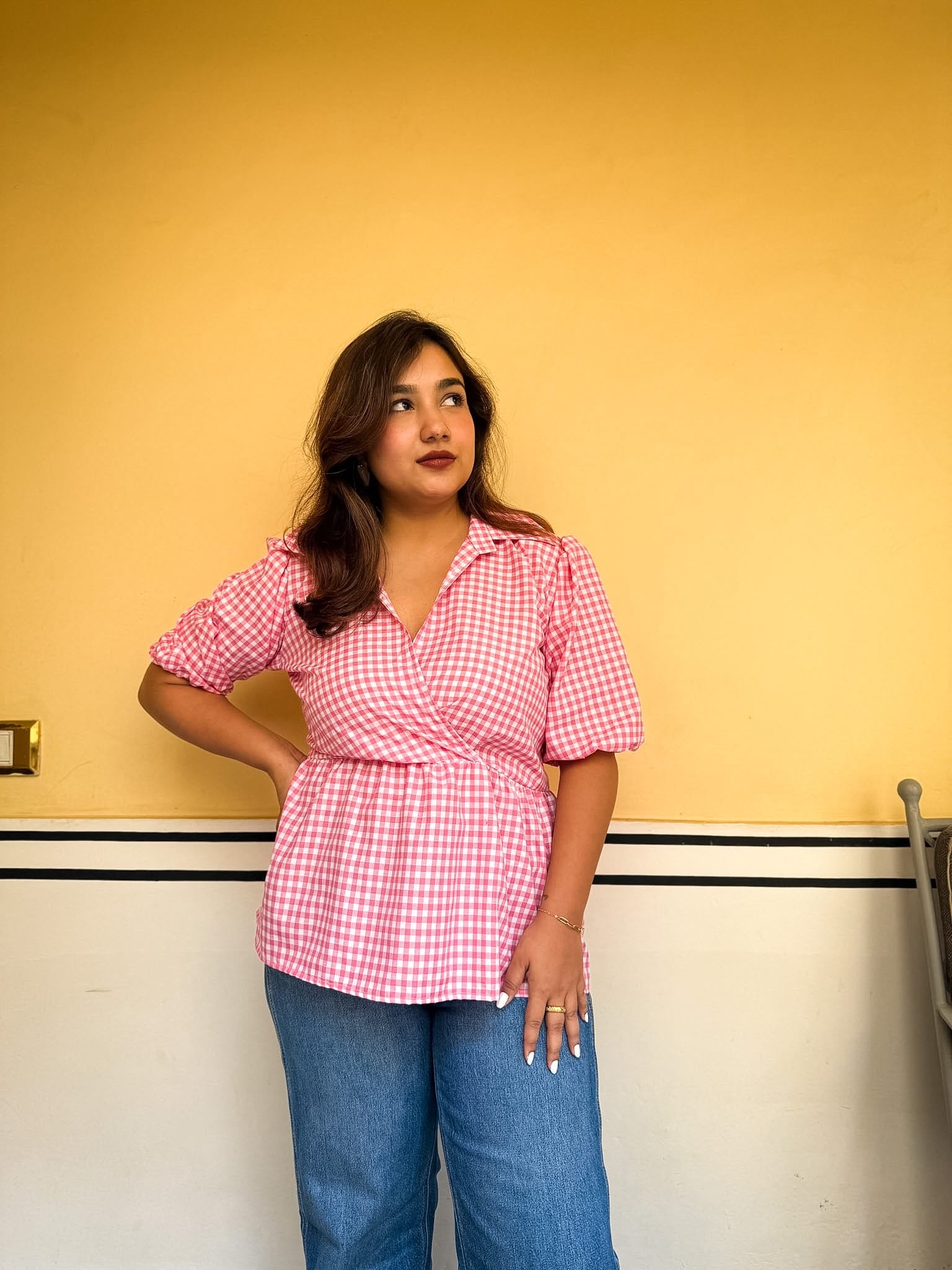 Pink Gingham Easy Breeze Top