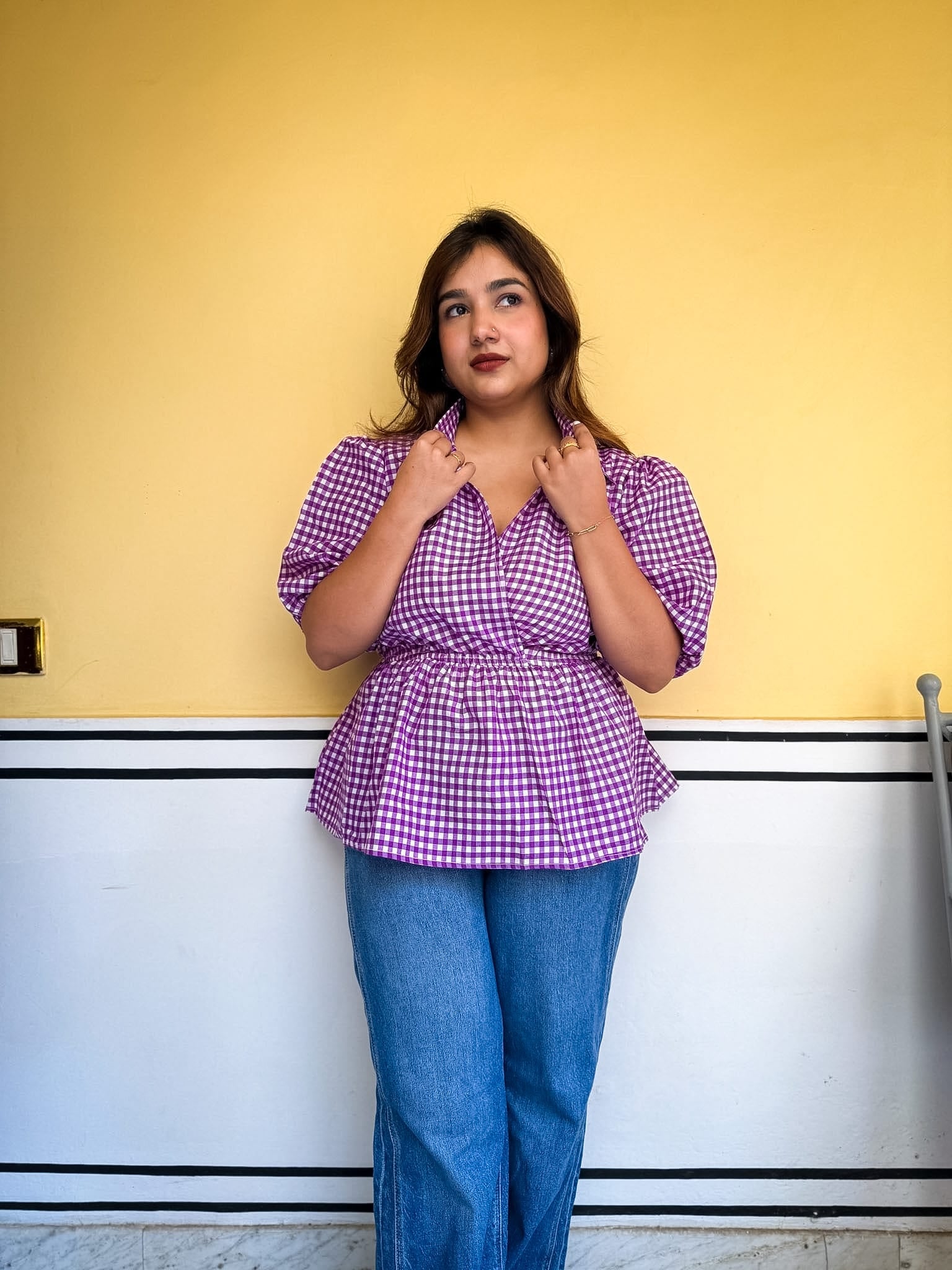 Purple Gingham Easy Breeze Top