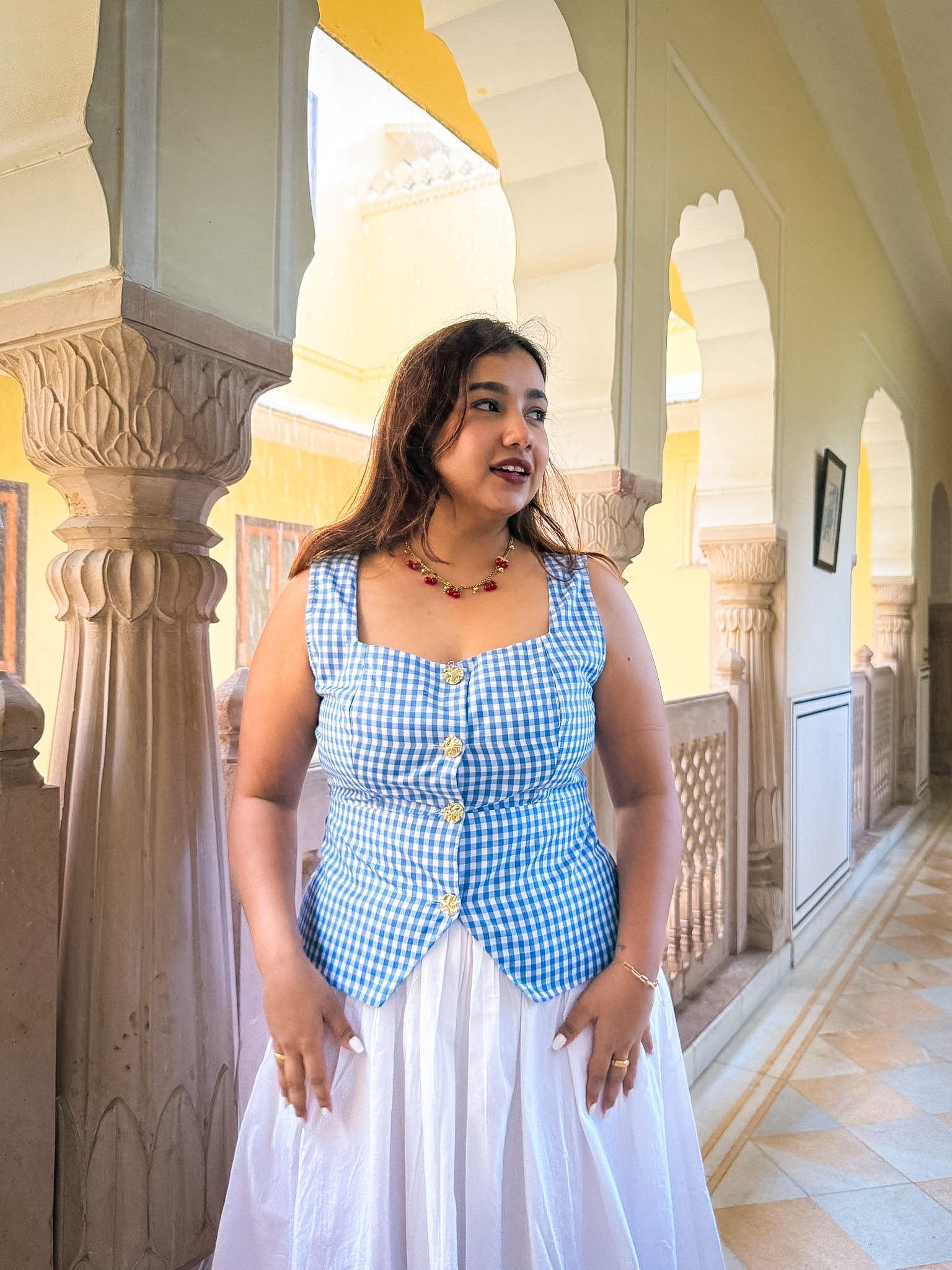 Blue Gingham Athena Top