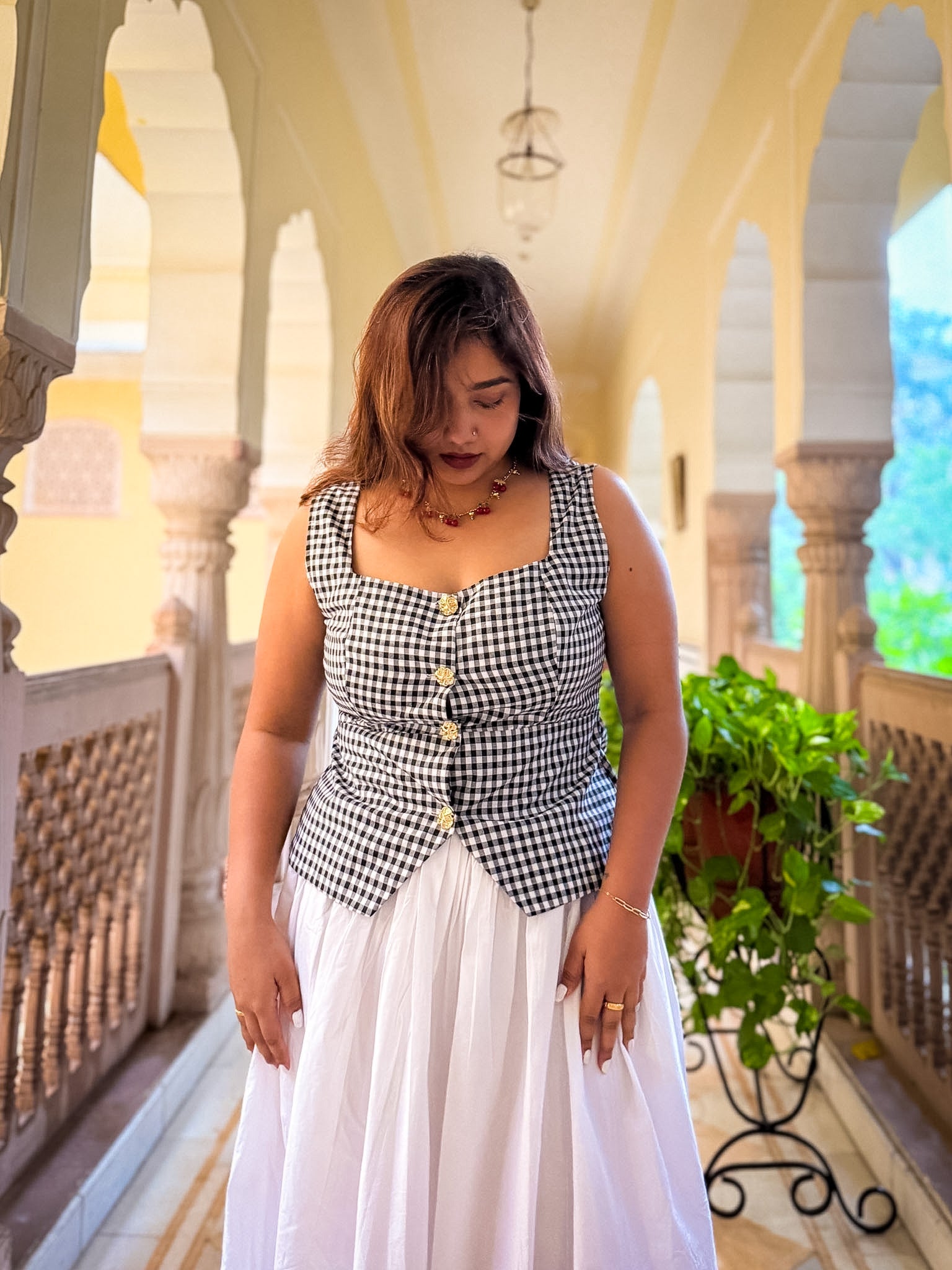 Black Gingham Athena Top