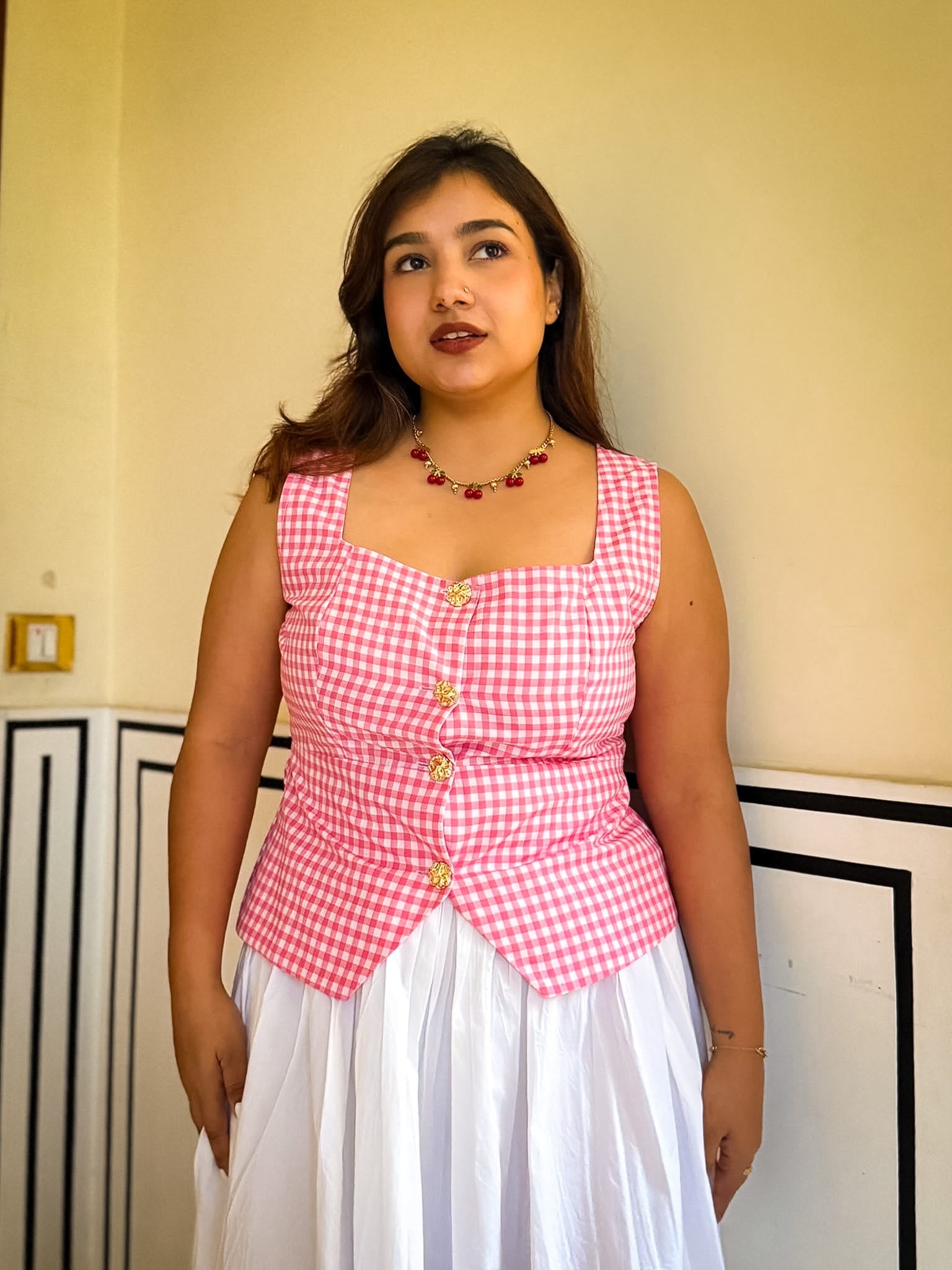 Pink Gingham Athena Top