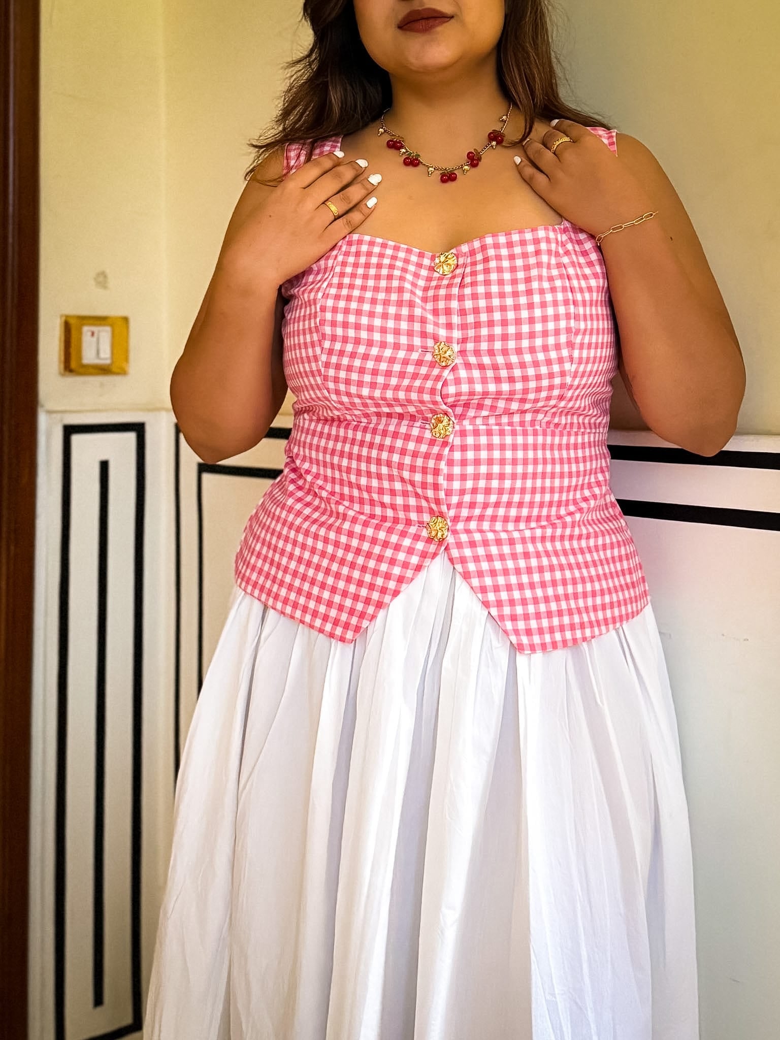 Pink Gingham Athena Top