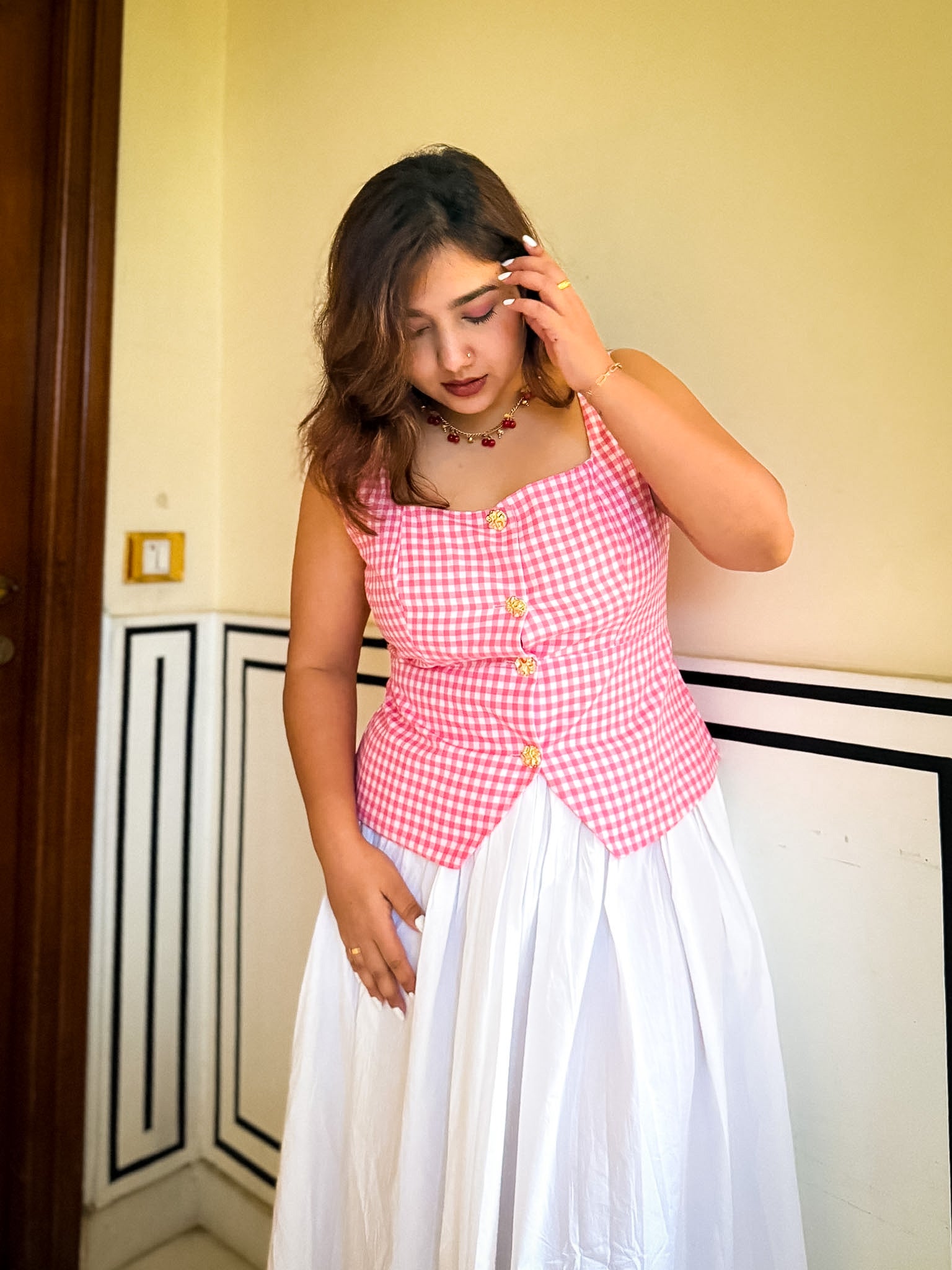 Pink Gingham Athena Top