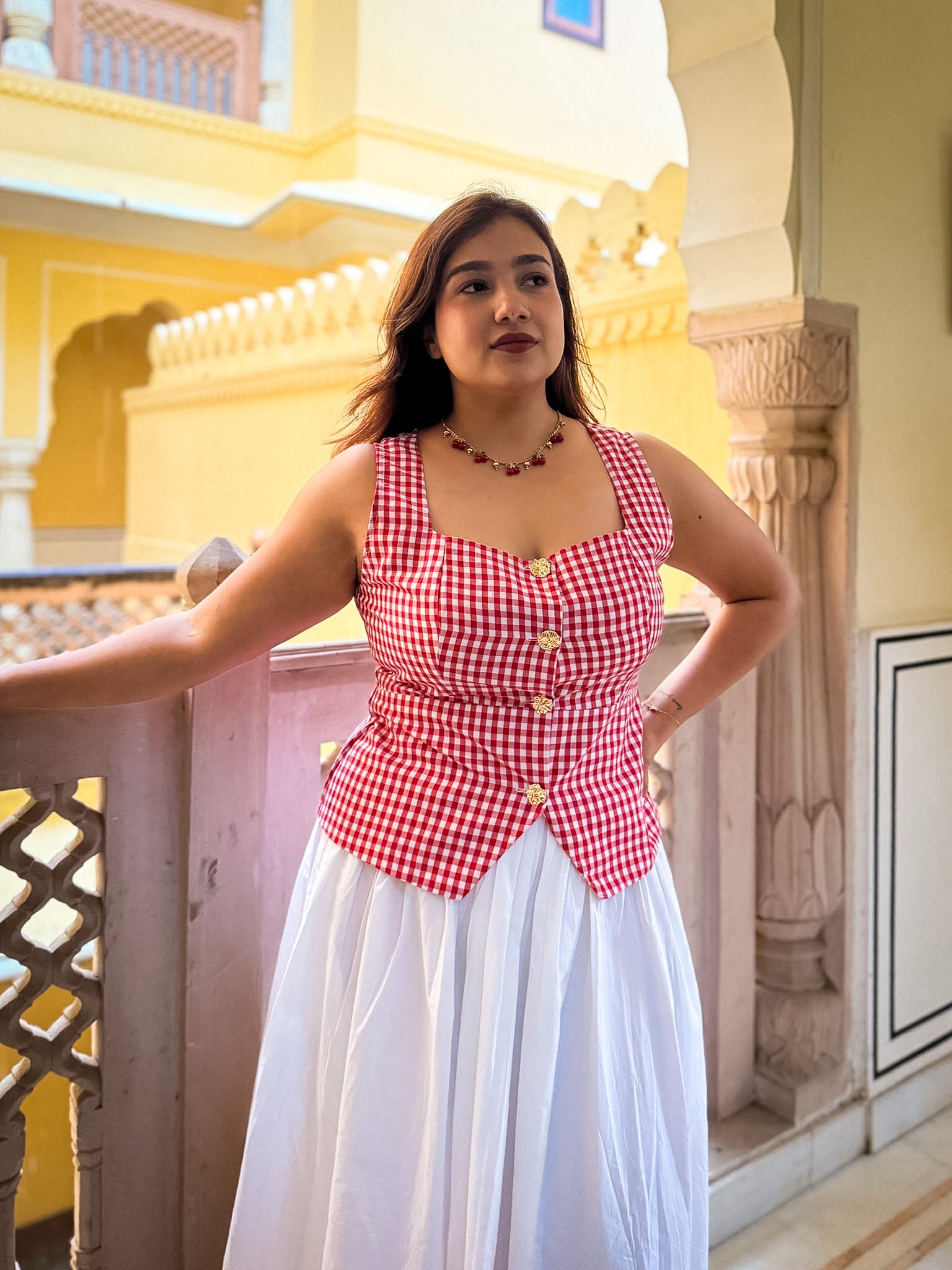 Red Gingham Athena Top