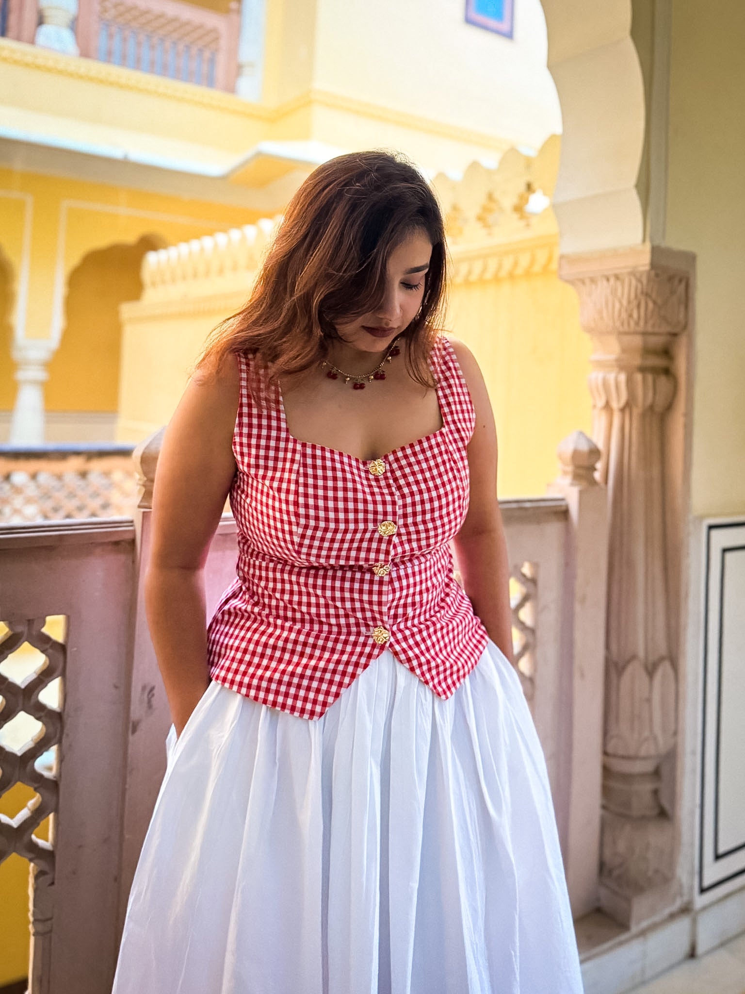 Red Gingham Athena Top