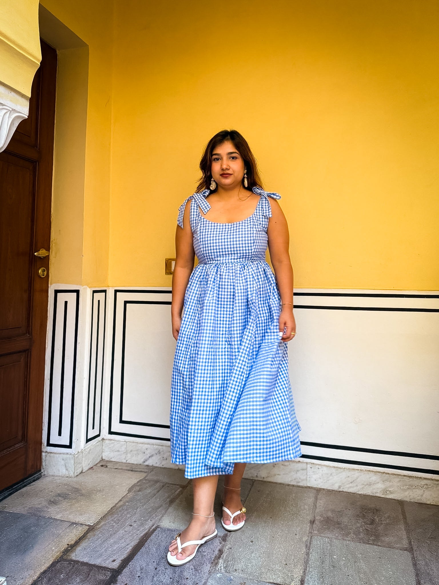Blue Gingham Biscoff Dress
