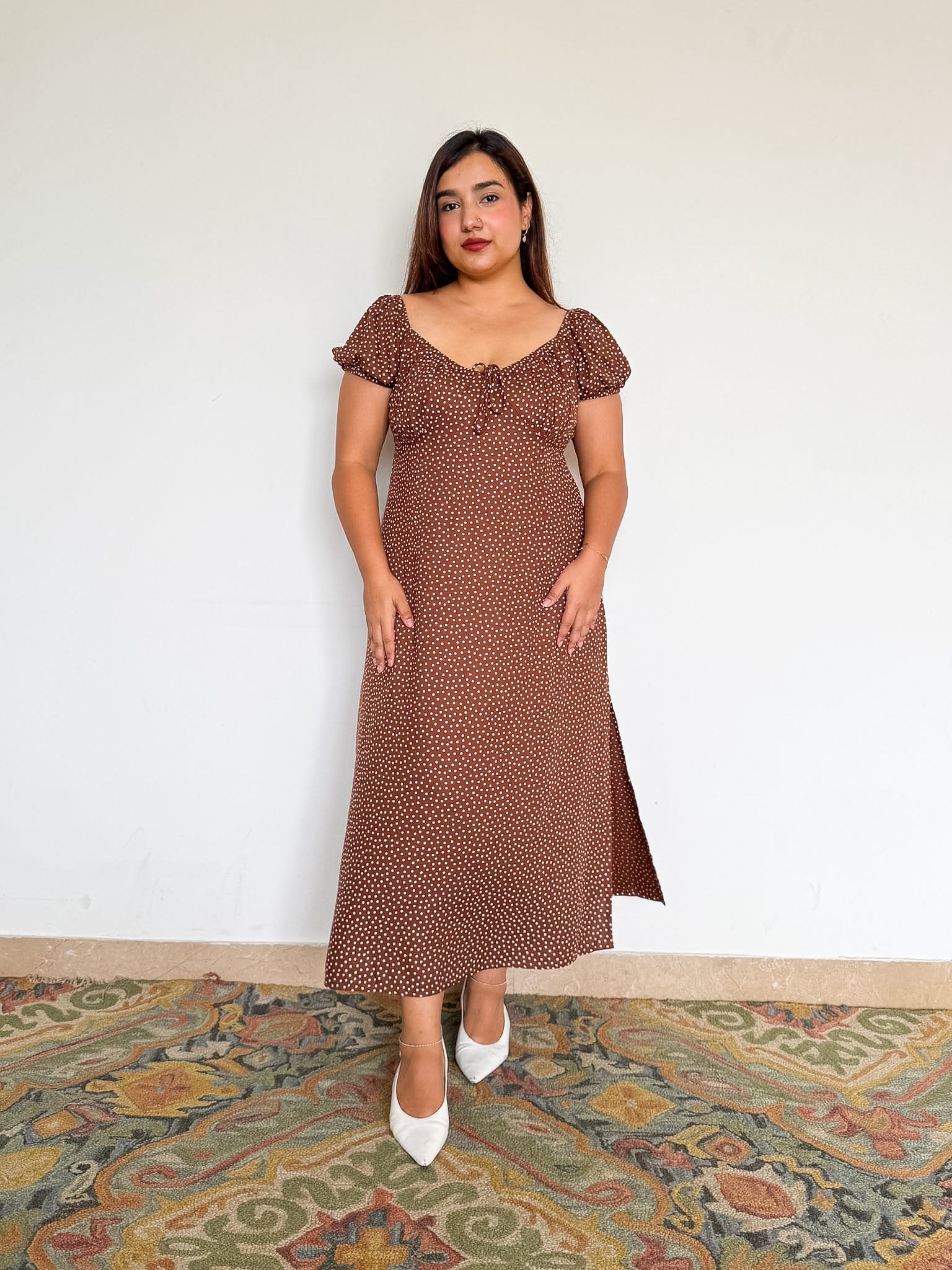 Brown Polka Elodie Dress