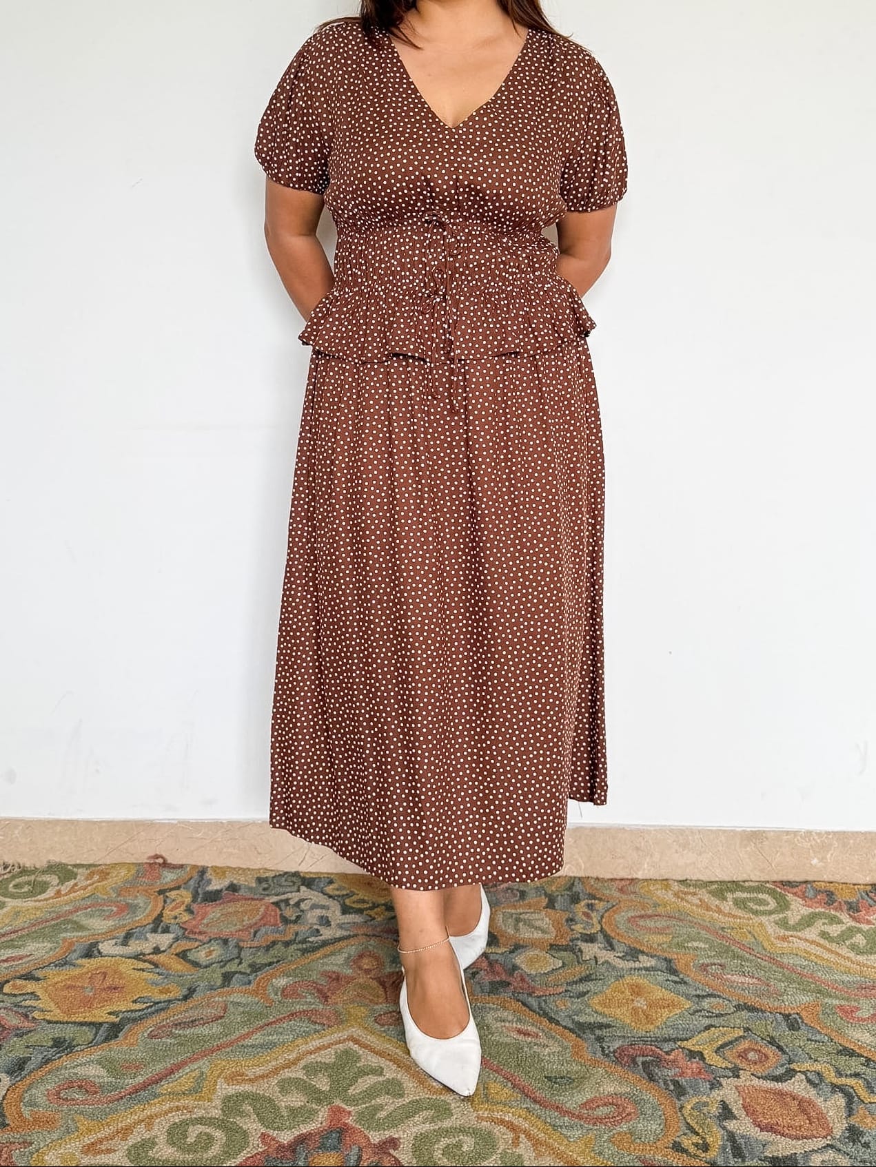 Brown Polka Cosima Dress