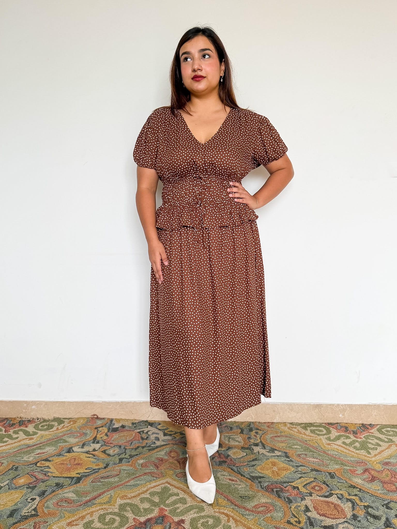 Brown Polka Cosima Dress