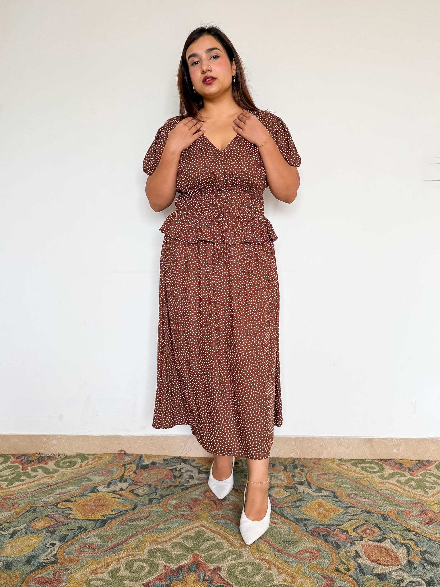 Brown Polka Cosima Dress