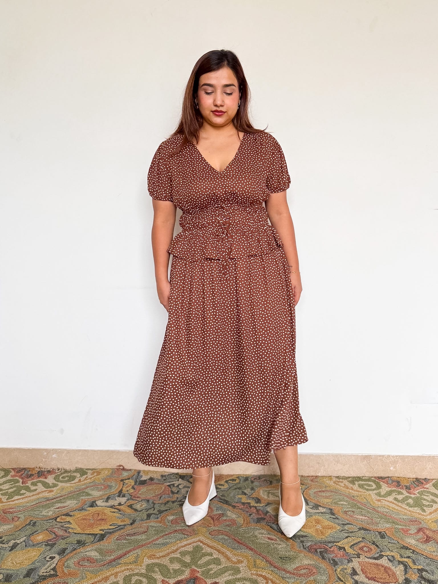 Brown Polka Cosima Dress