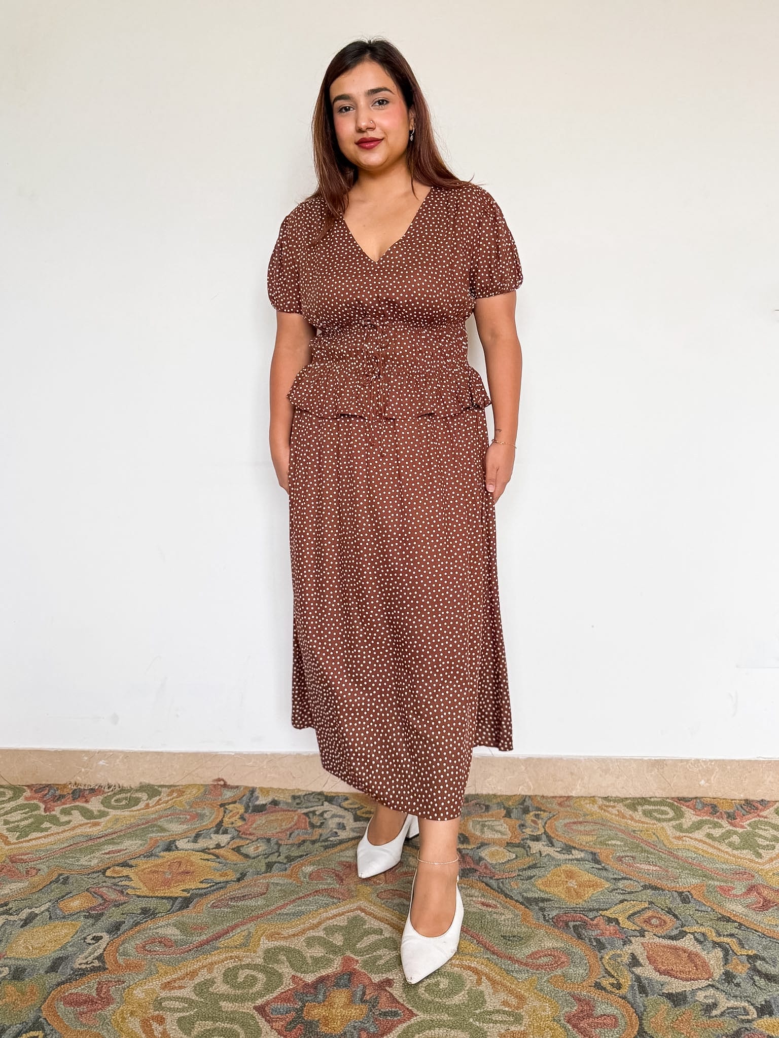 Brown Polka Cosima Dress