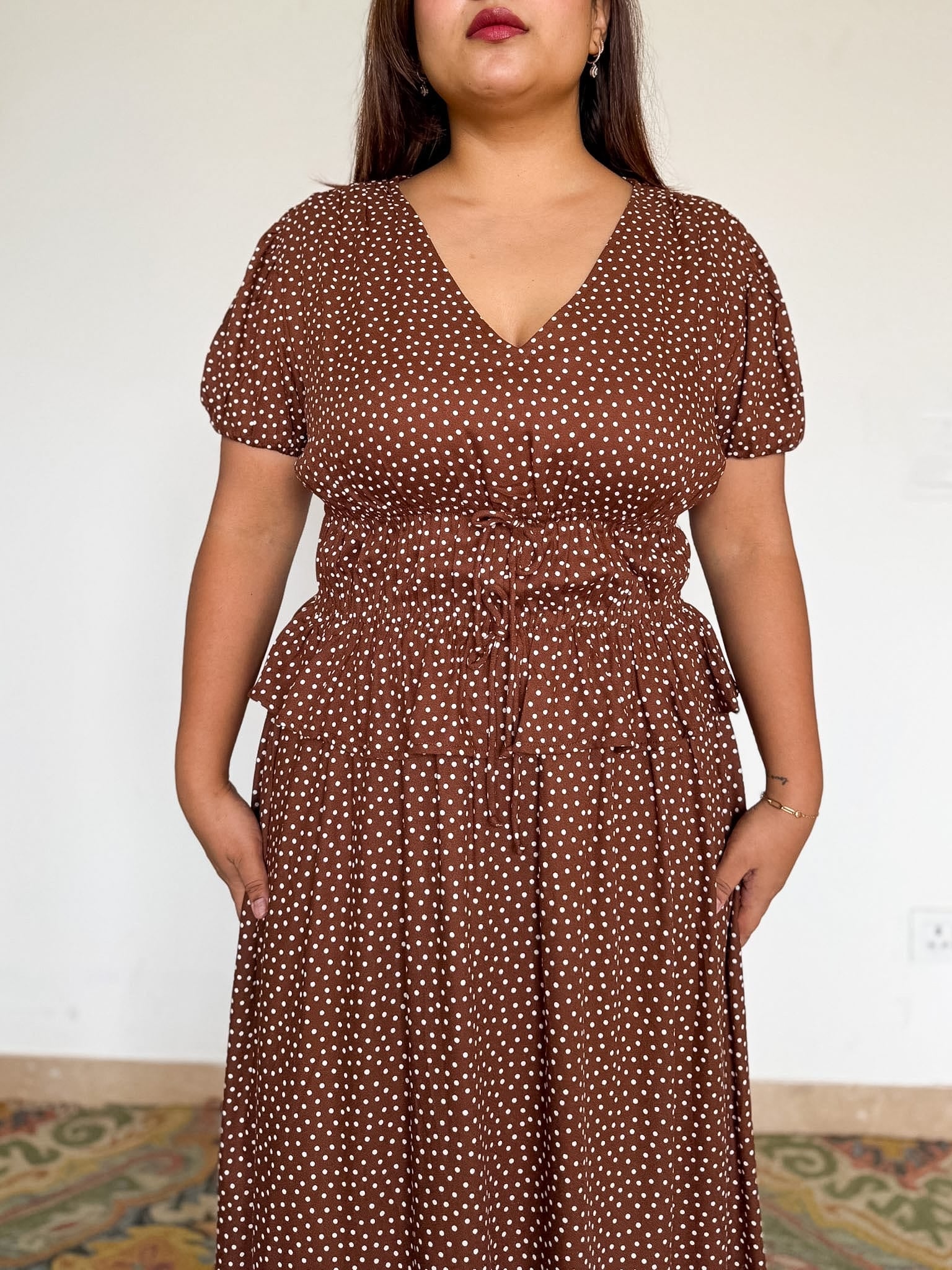 Brown Polka Cosima Dress