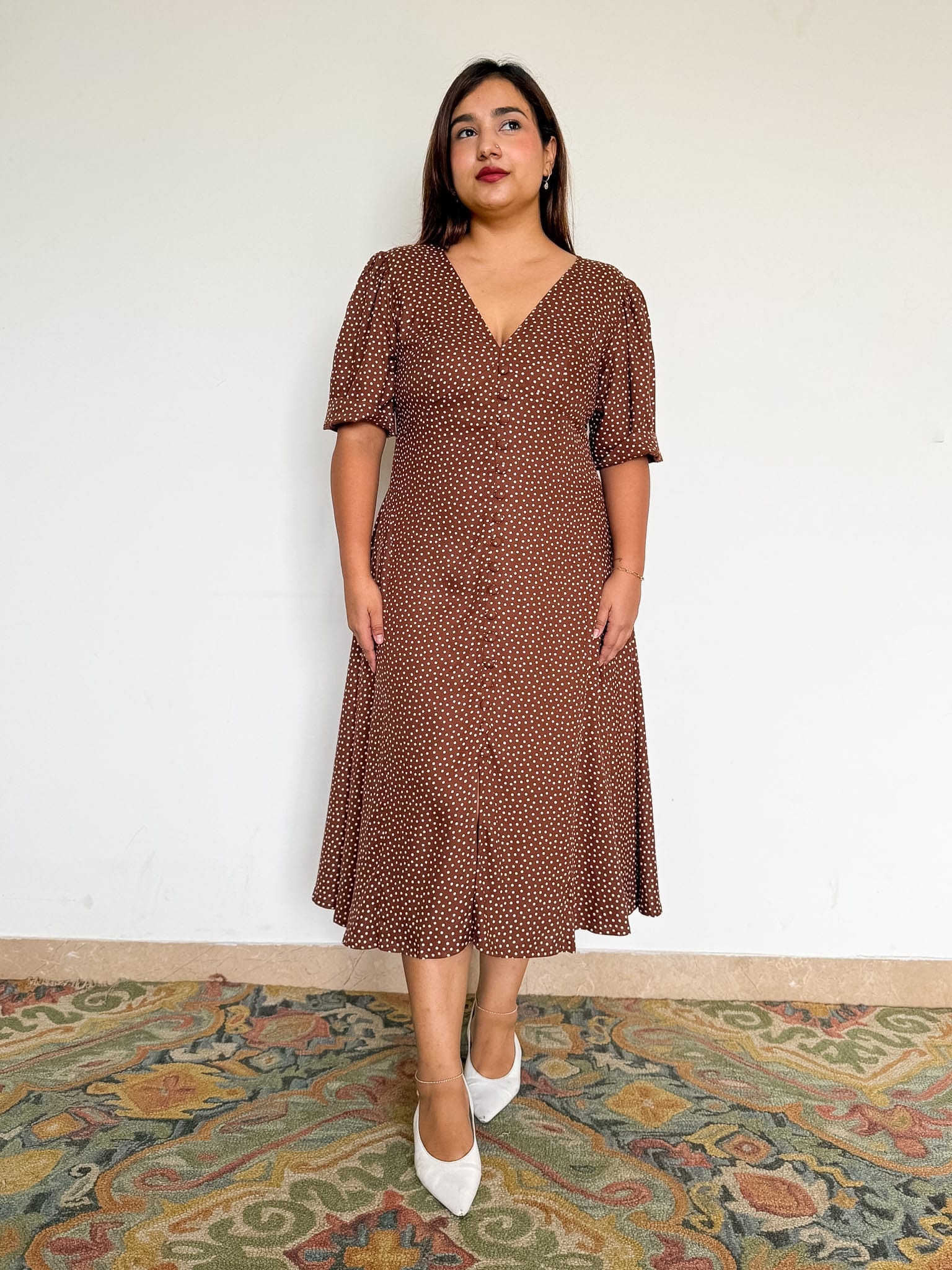 Brown Polka Short Megan Dress