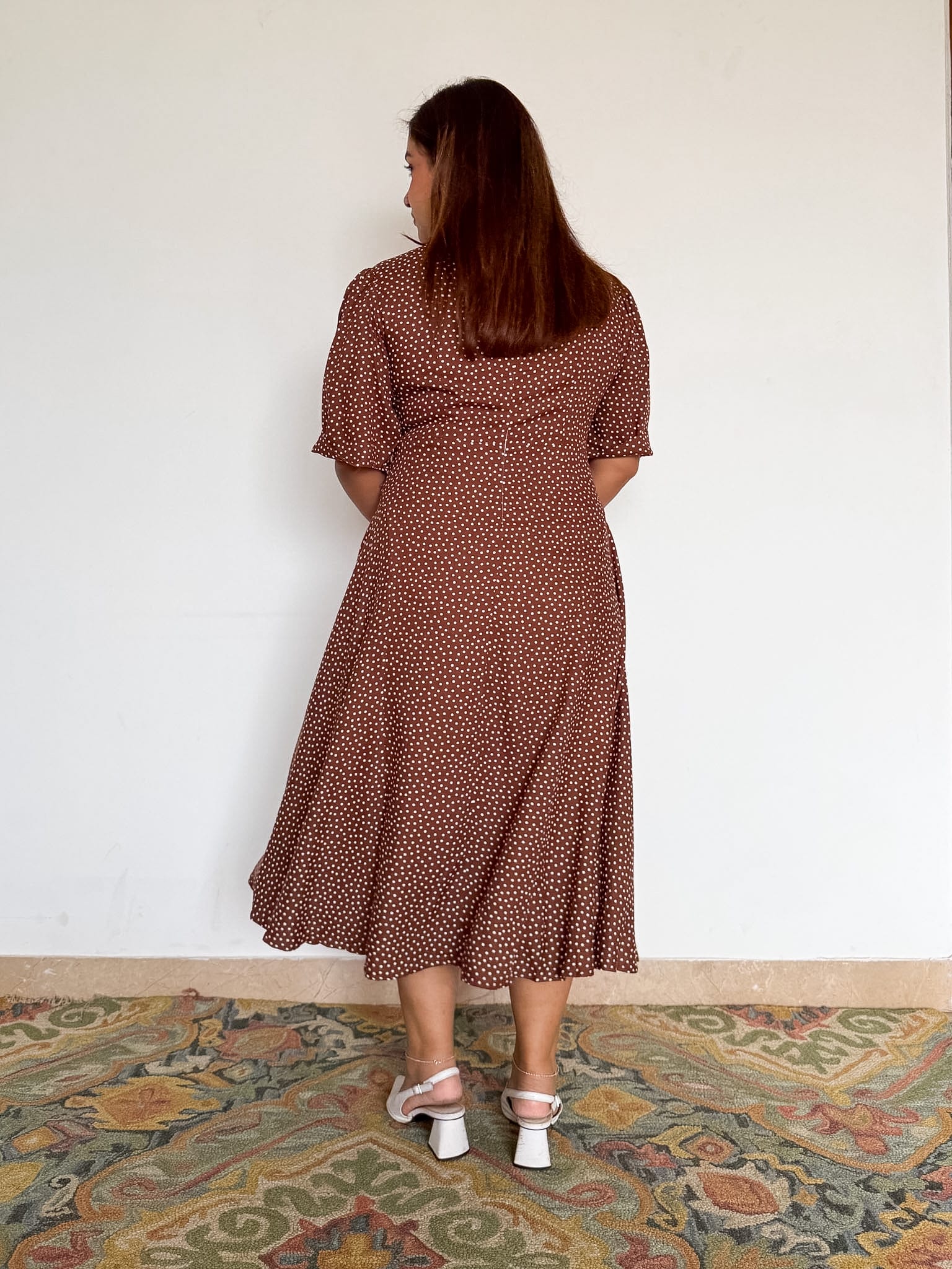 Brown Polka Short Megan Dress