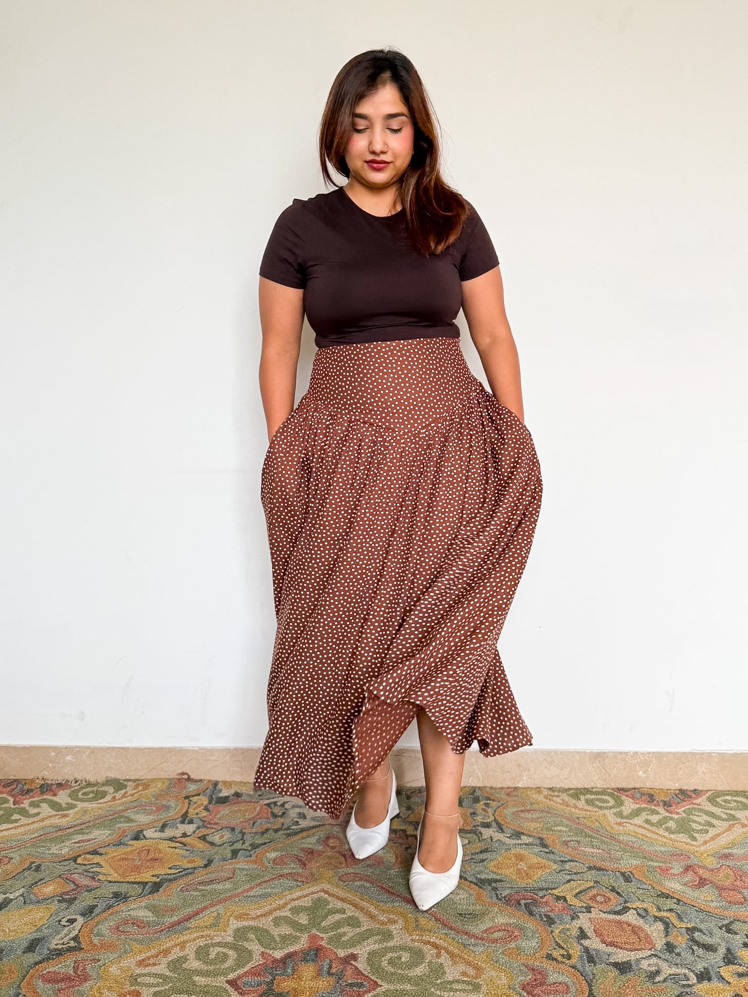 Brown Polka Sabine Skirt