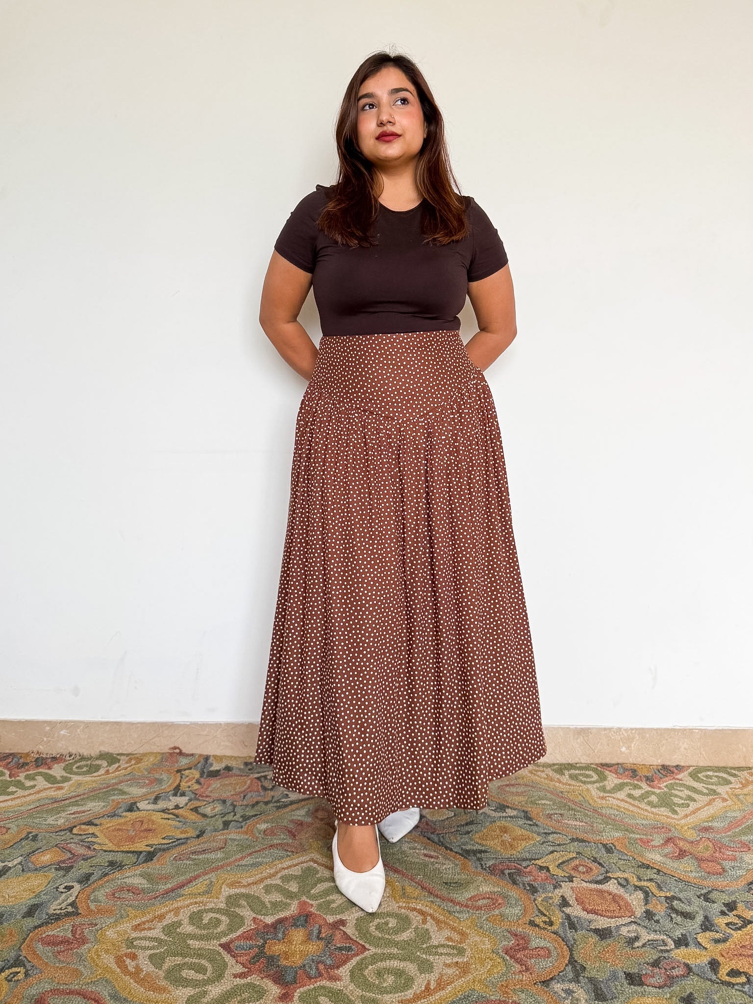 Brown Polka Sabine Skirt