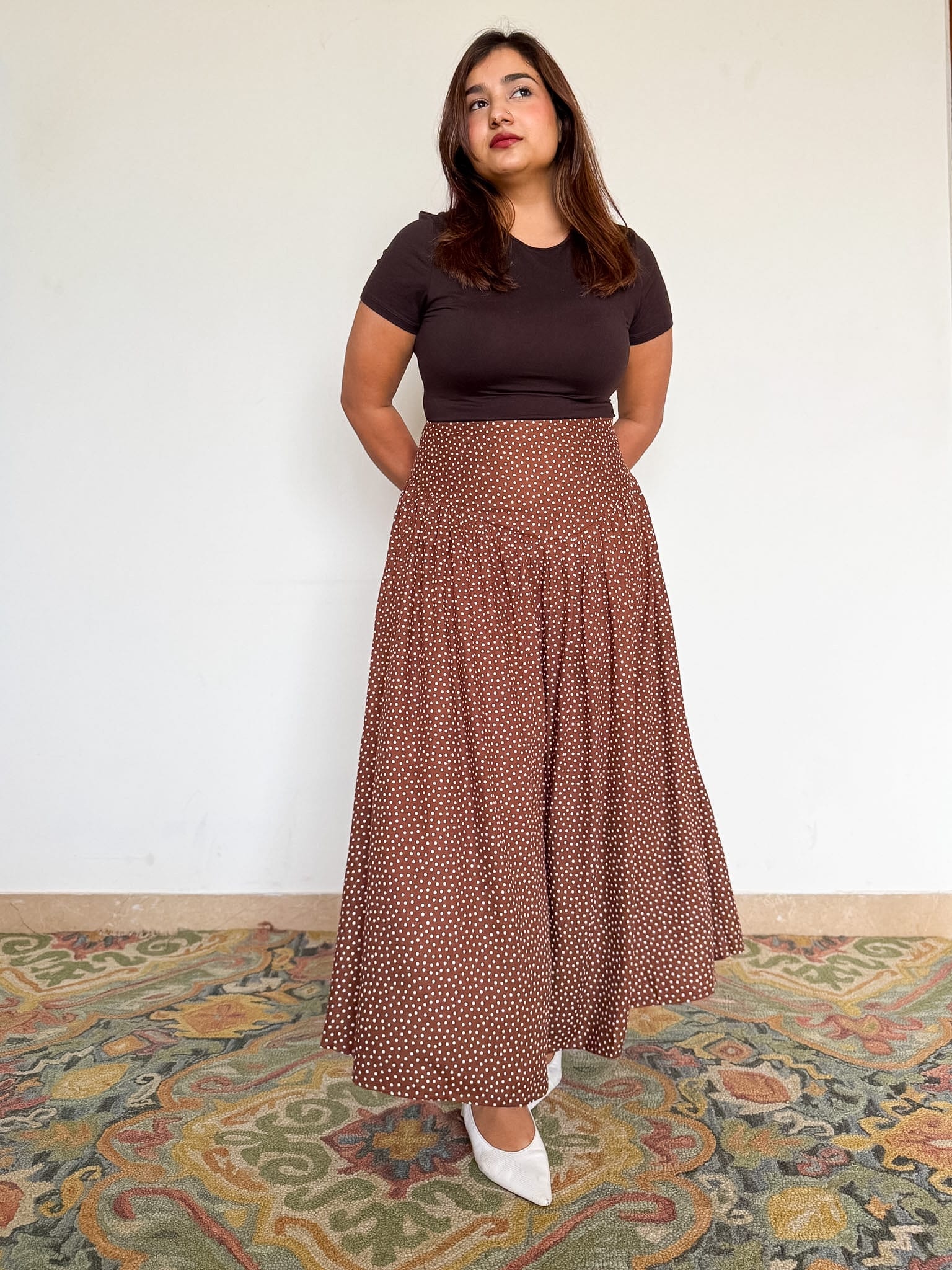 Brown Polka Sabine Skirt