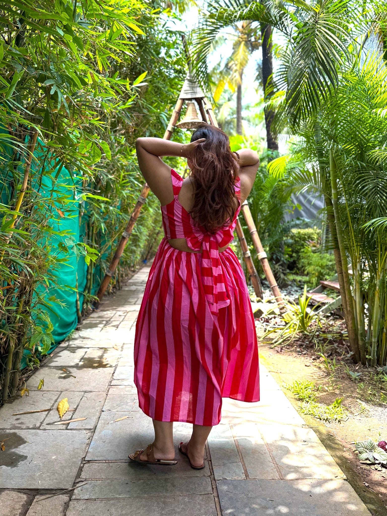 Flamingo Back Tie Dress