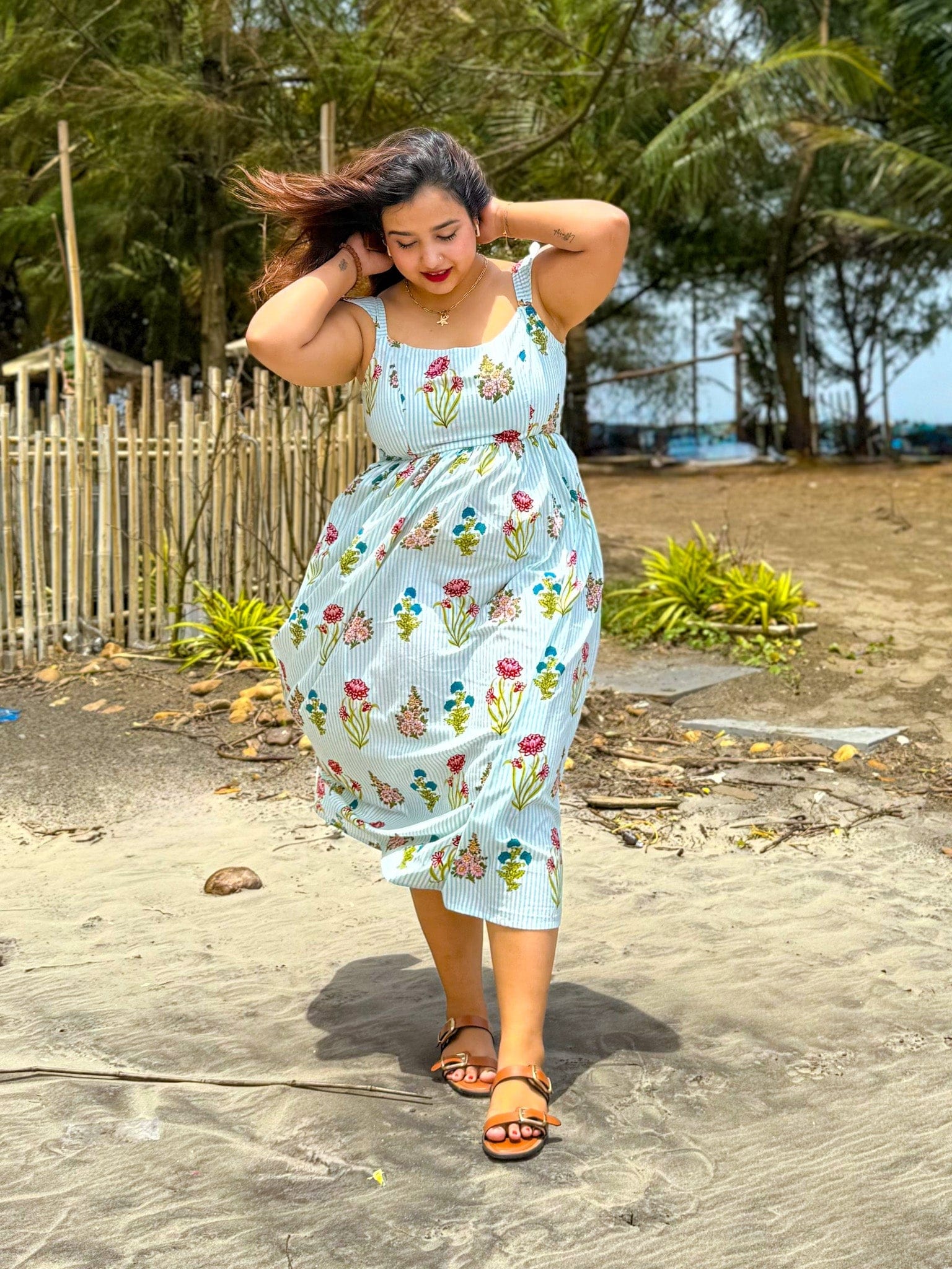 Peacock Back Tie Dress