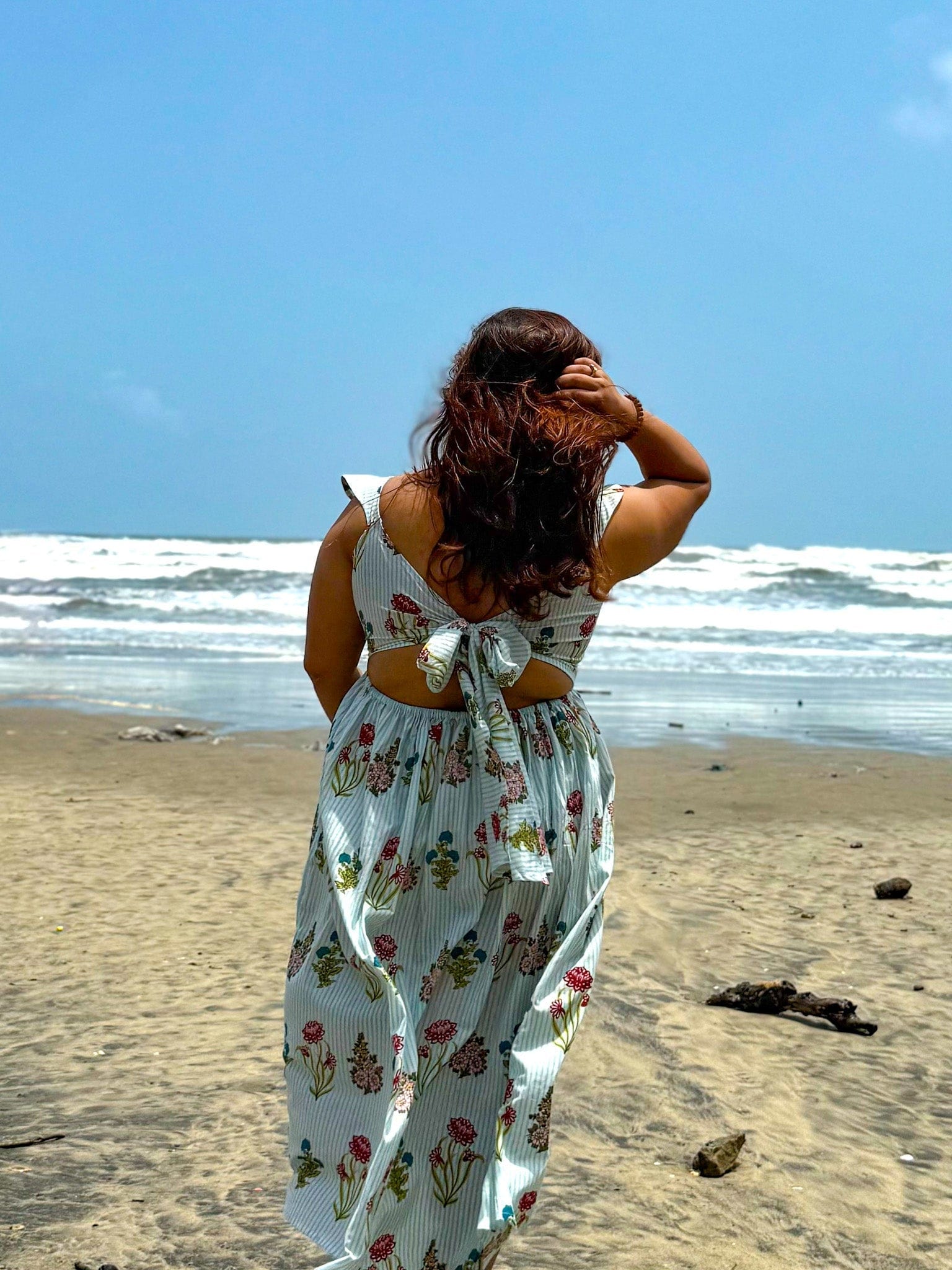 Peacock Back Tie Dress