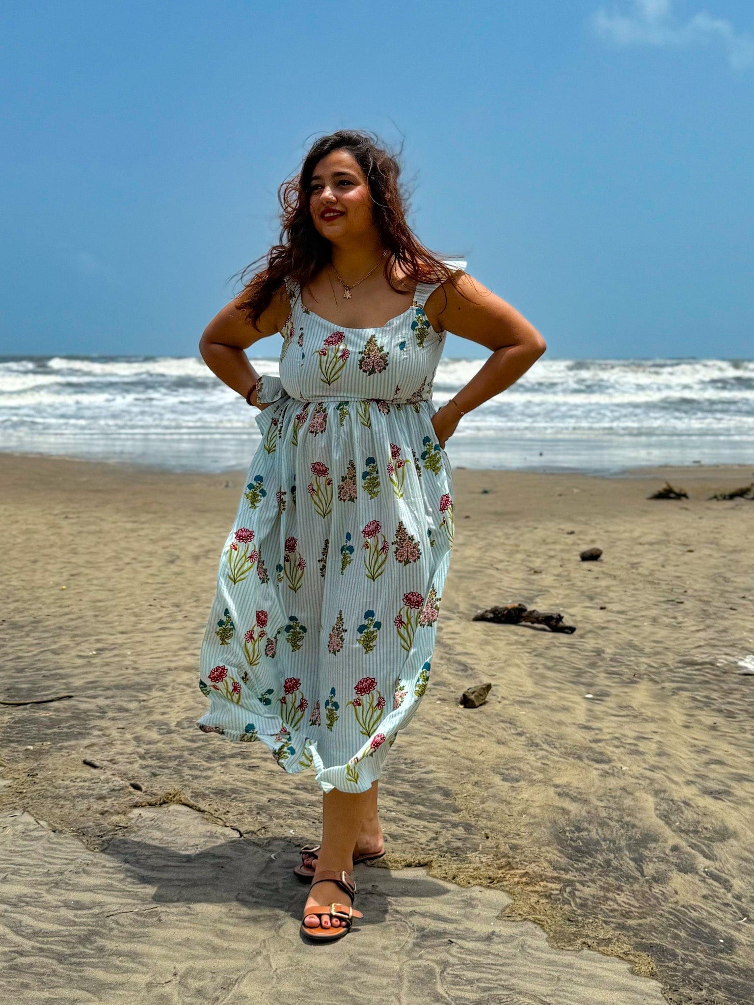 Peacock Back Tie Dress