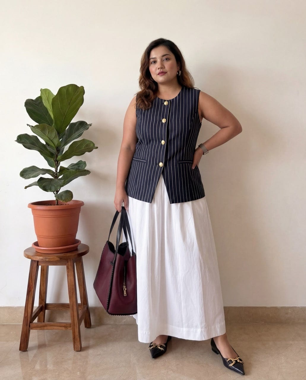 Dom Sleeveless Pinstripe Waistcoat