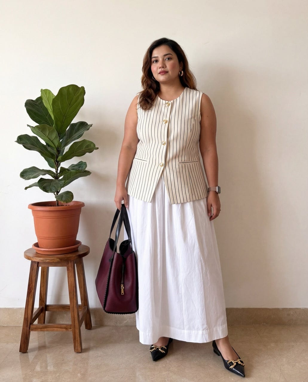 Dom Sleeveless Pinstripe Waistcoat