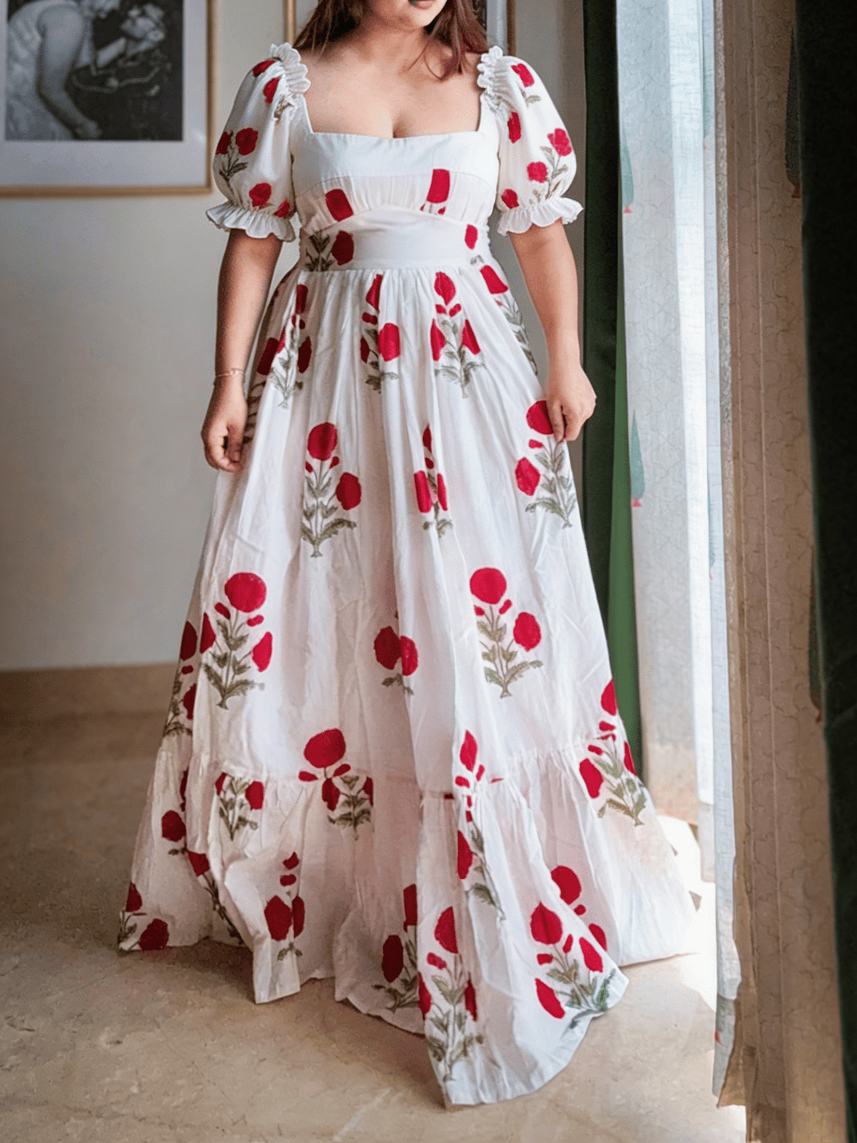 Rose Bloom Sleeved Dress