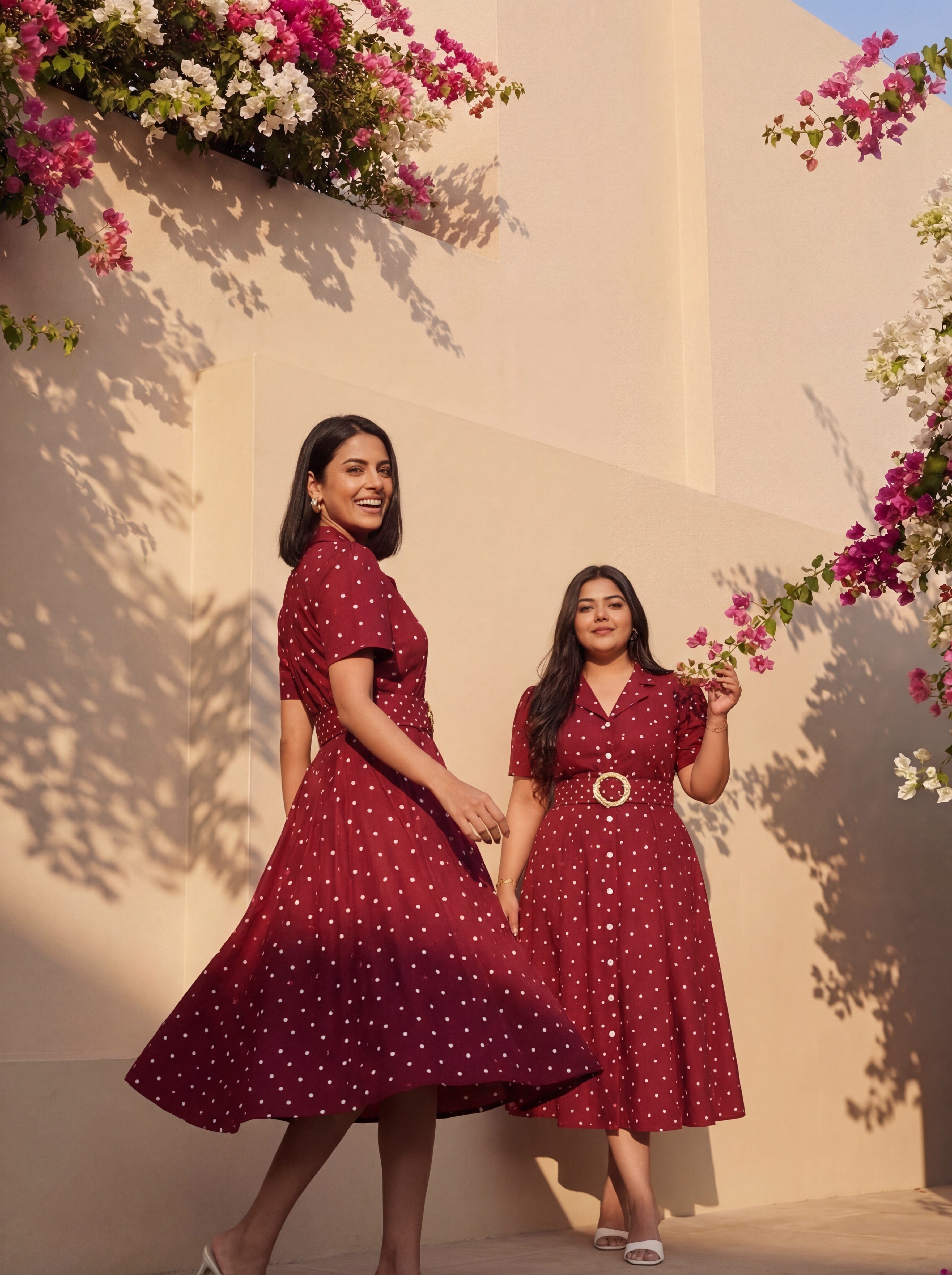 Maroon Polka Taffy Dress