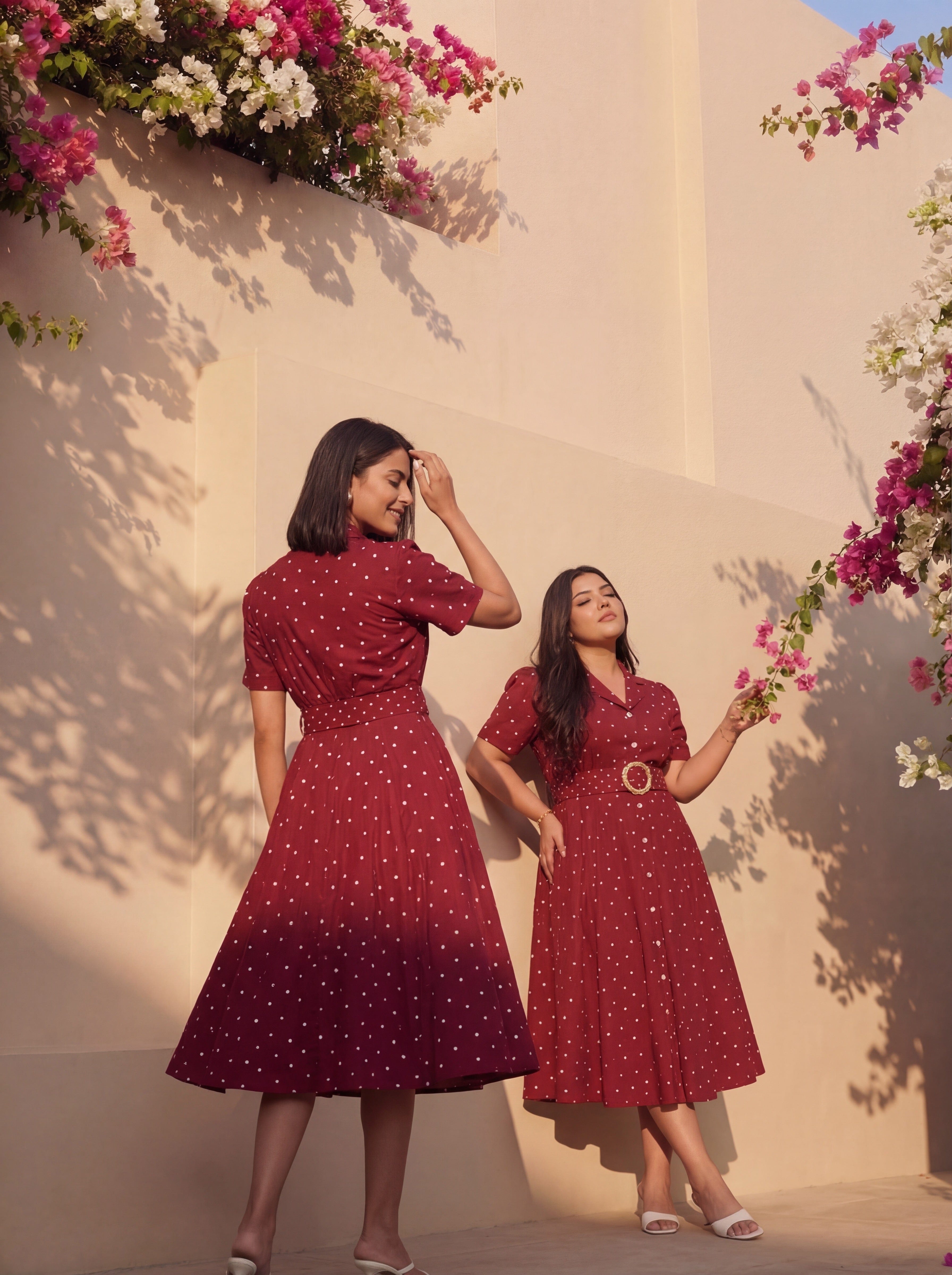 Maroon Polka Taffy Dress