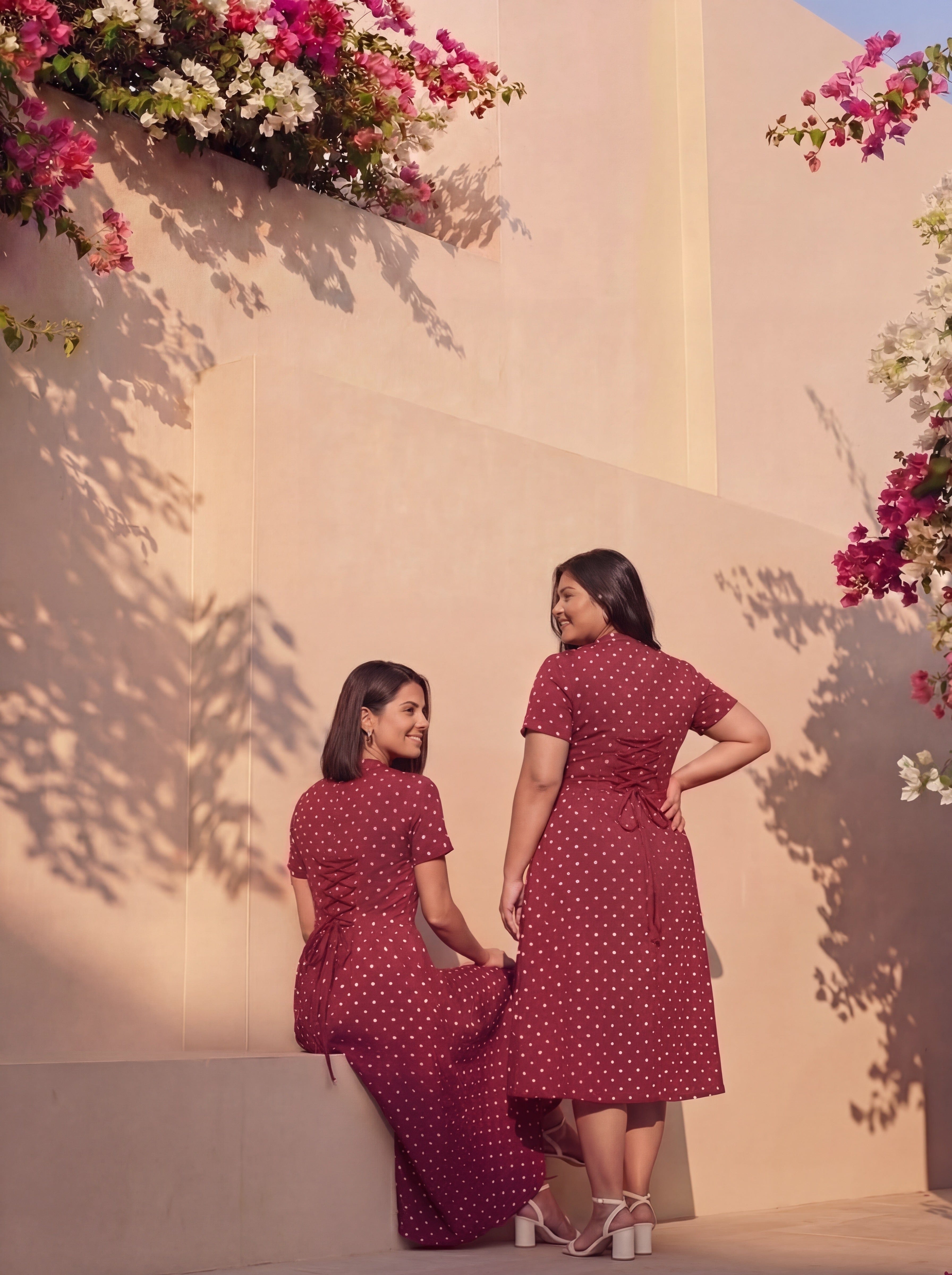 Maroon Polka Rosalie Dress