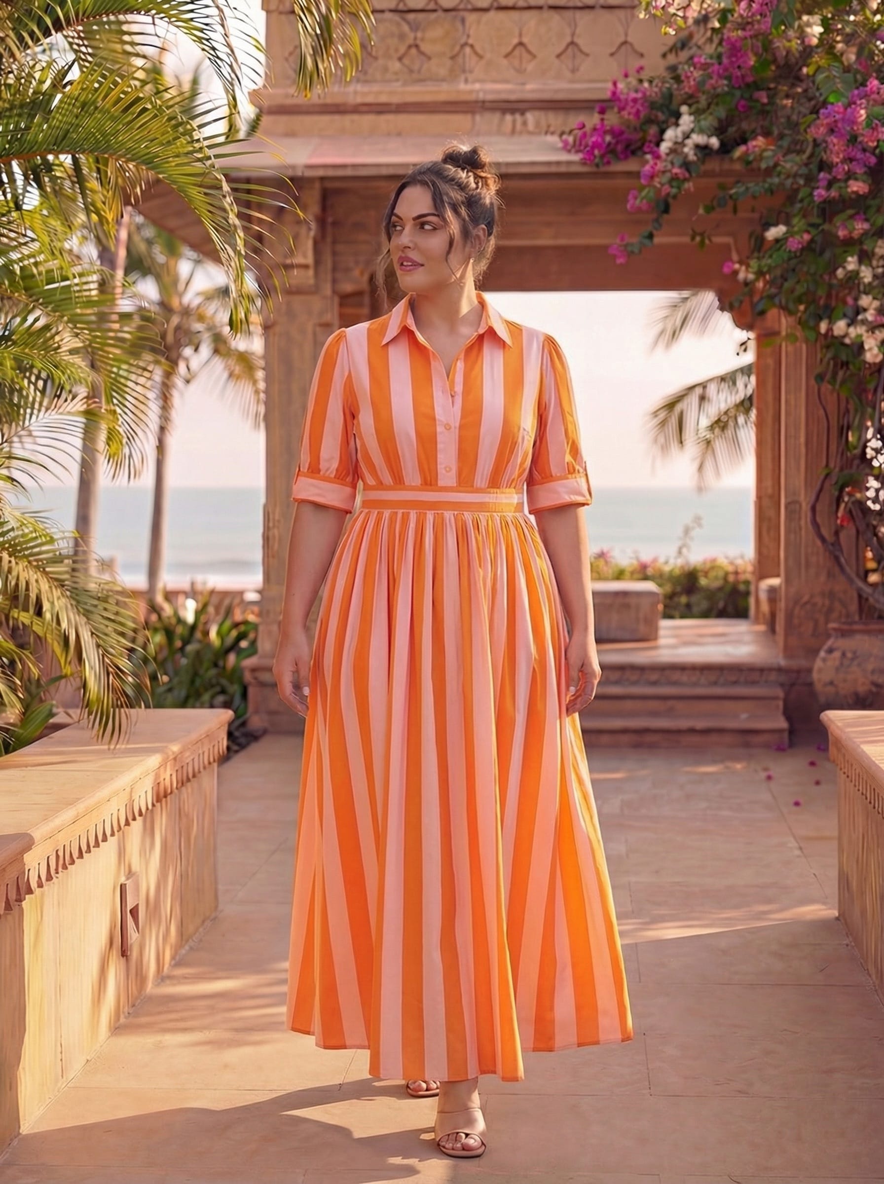 Peach Stripes Strawberry Co-ord Set