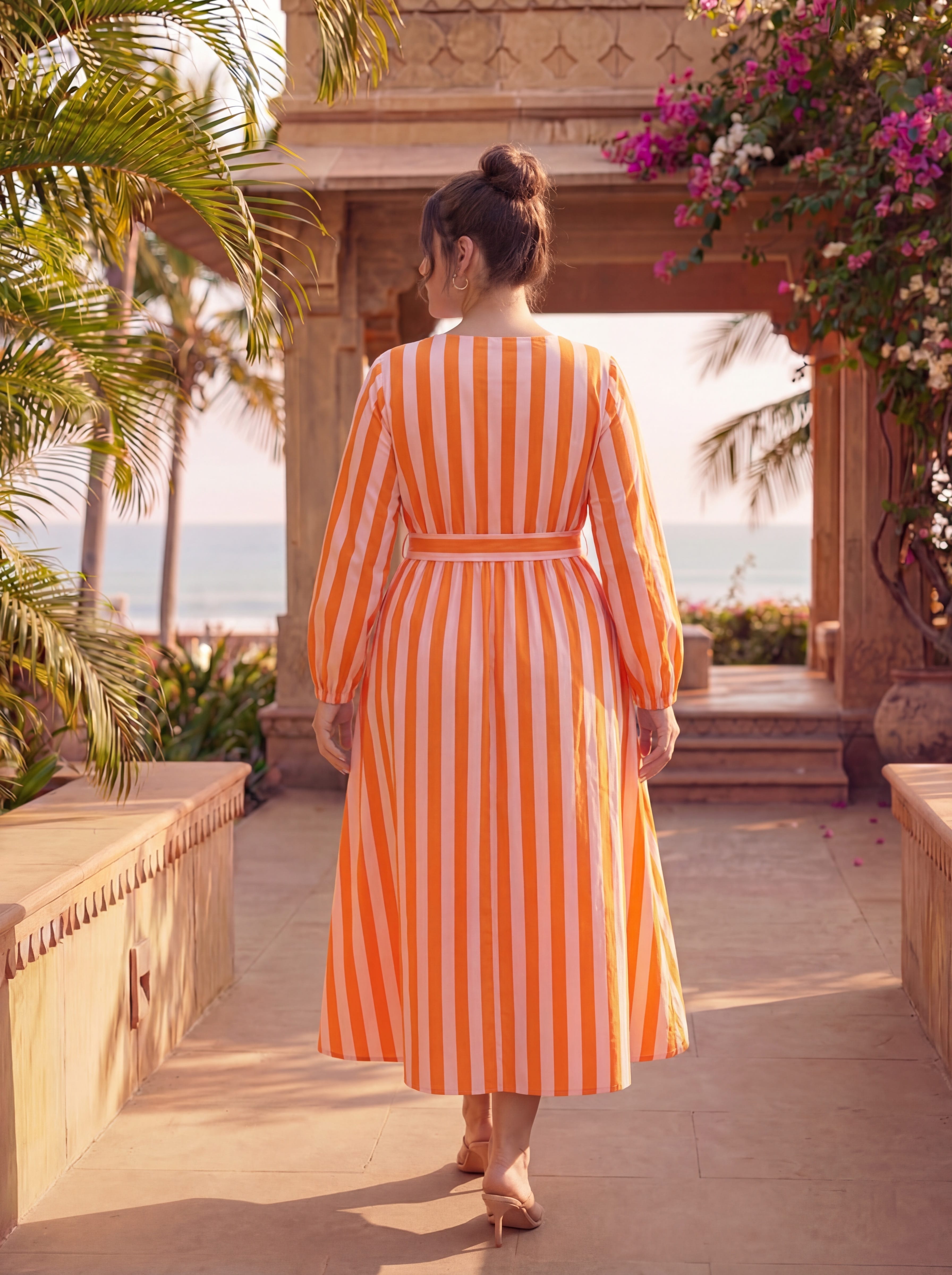 Peach Stripes Warm Escape Dress