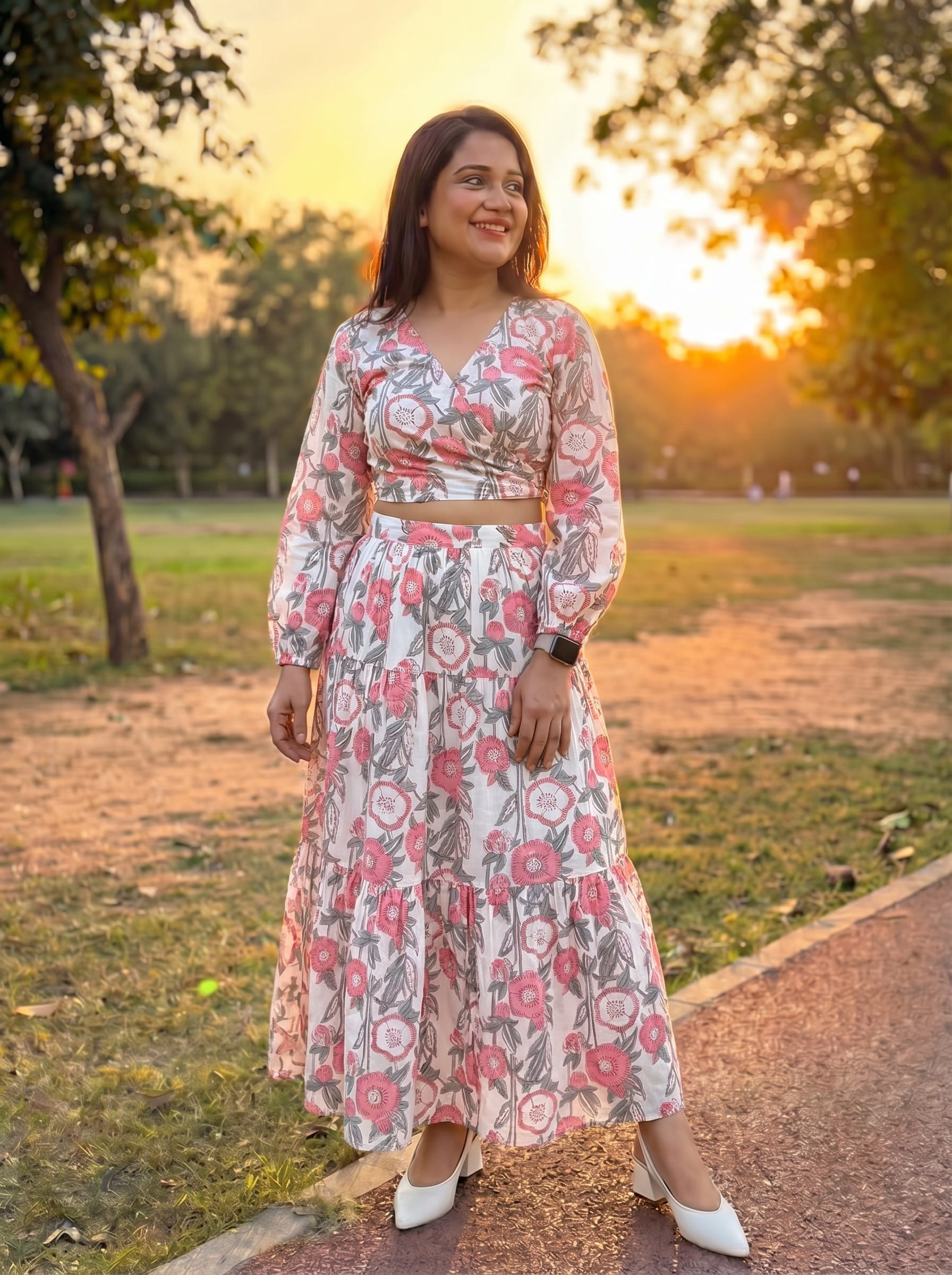 White Floral Ridzee Set