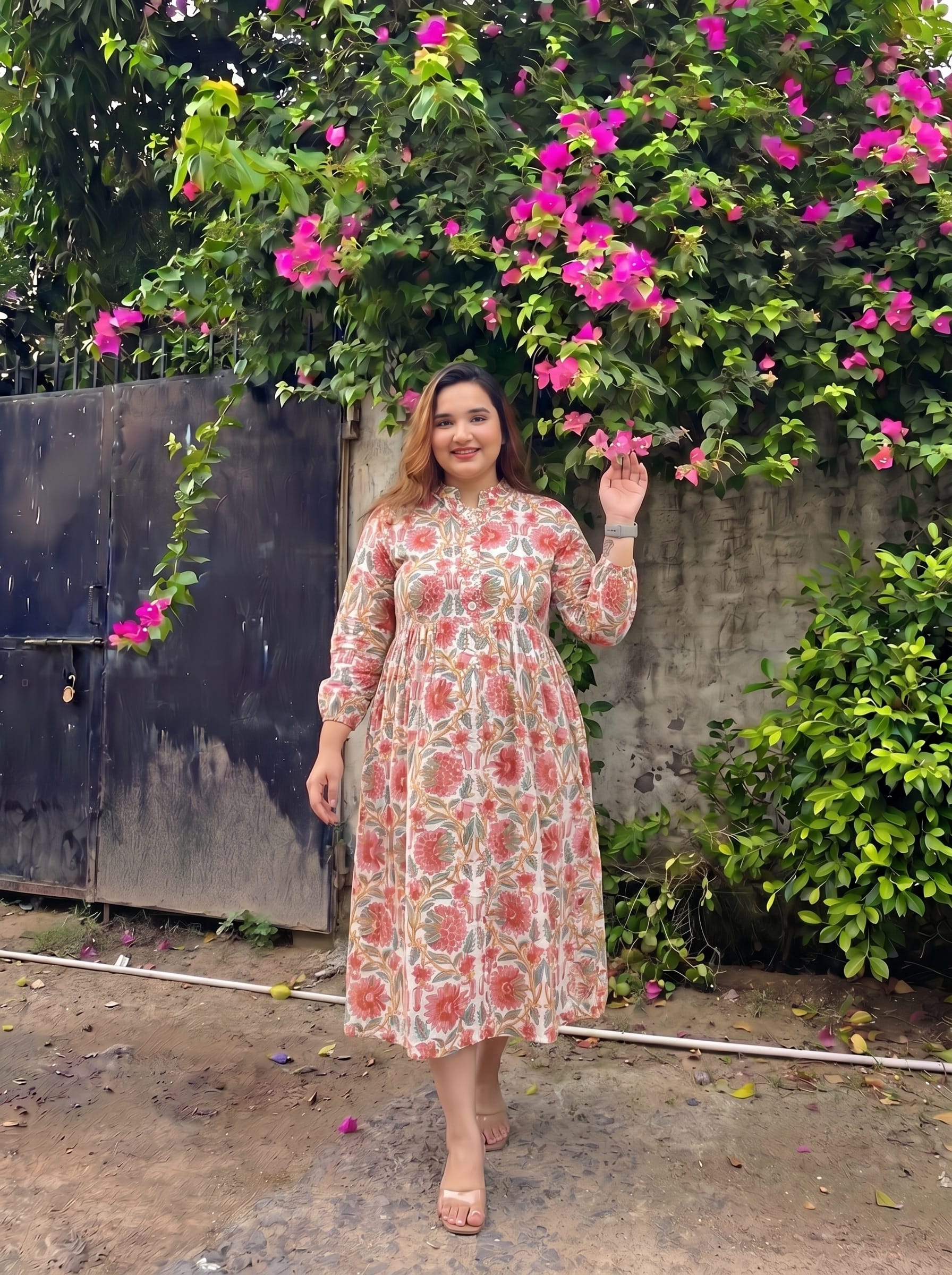 White Floral Button Down Dress