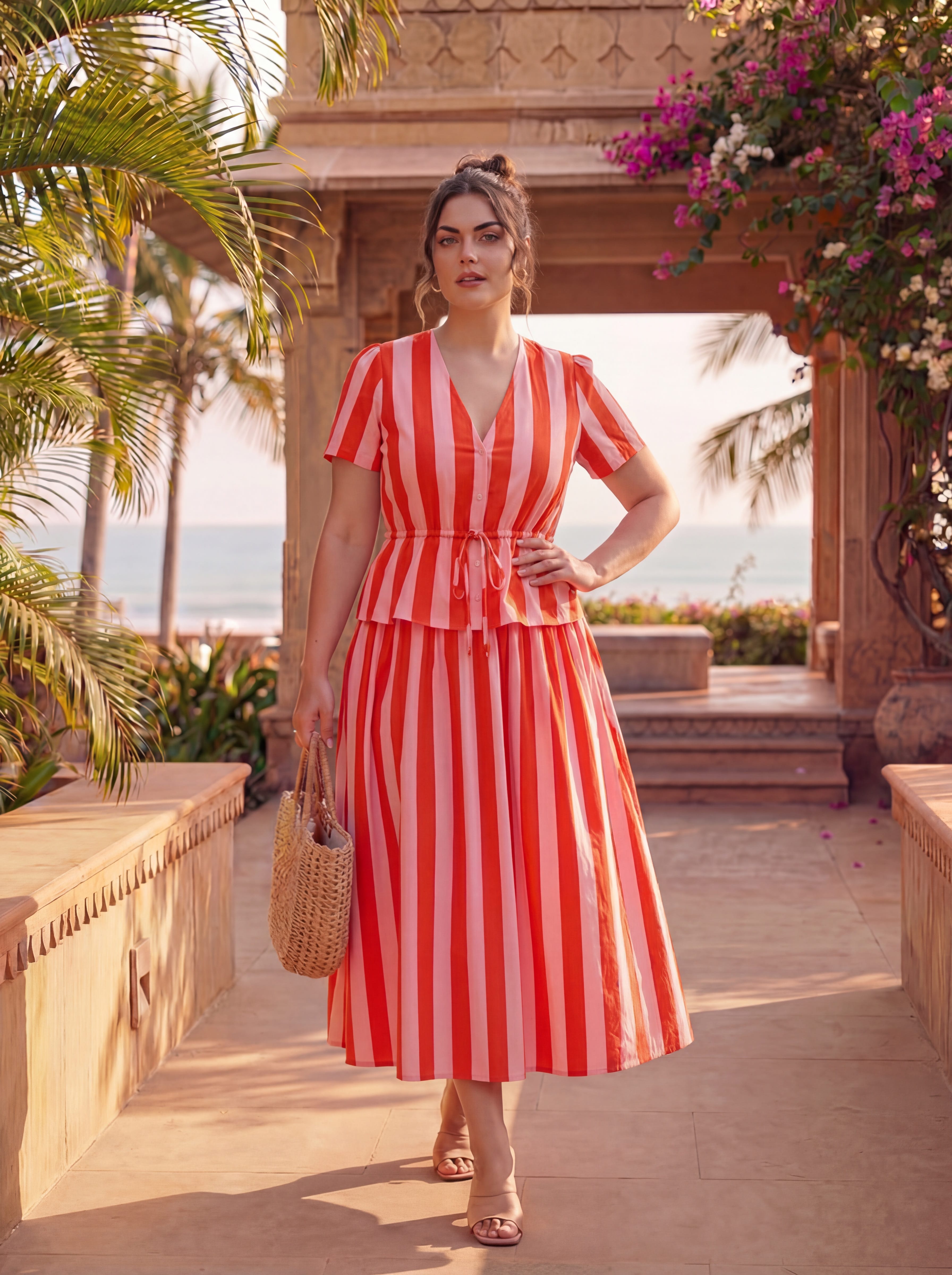 Peach Striped Weekend Away Co-ord Set